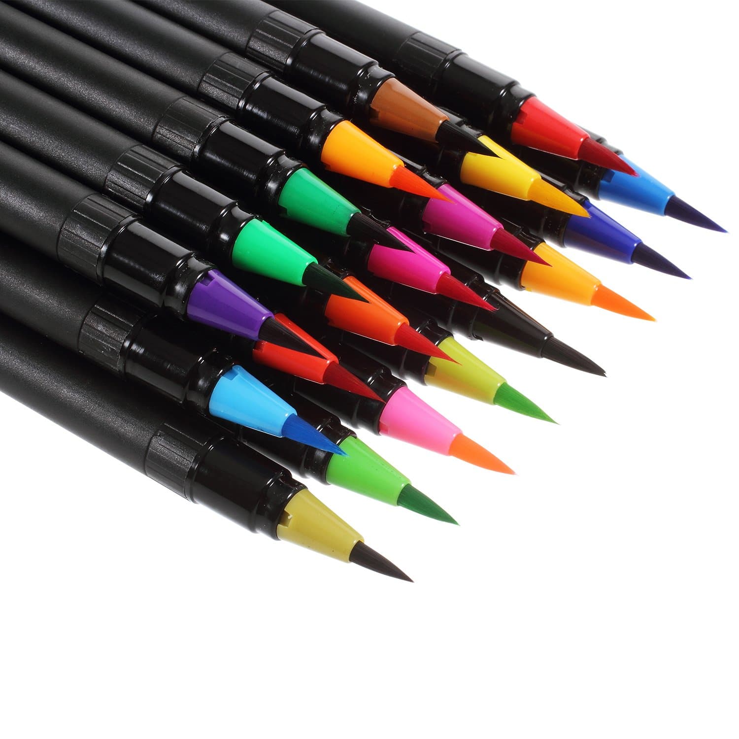 Watercolour Brush Pens Set 20 Colours for Adults Kids, Flexible Brush Tip Create Watercolour and Sfumato Effect, Support Colour Blend, Come with 1 Water Brush Pen