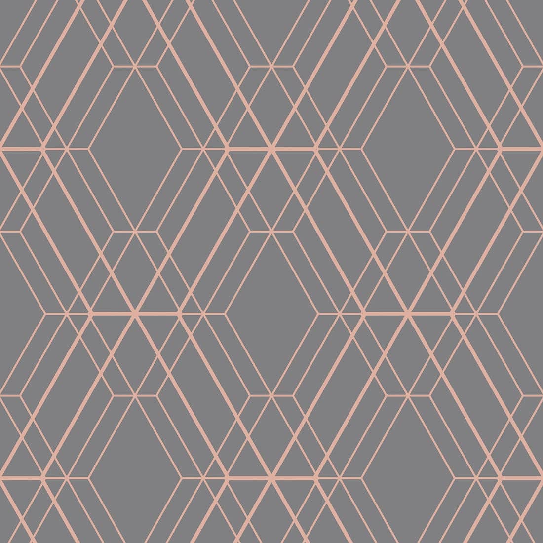 World of Wallpaper Metro Diamond Geometric Metallic Wallpaper Ideal for Bedrooms, Lounges, Living Rooms and Hallways (Charcoal/Copper)