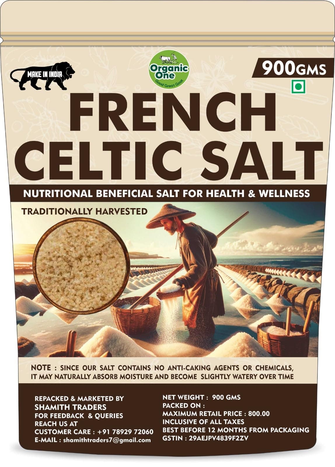 - Organic One Premium French Celtic Sea Salt – 900g | Sel Gris Unrefined, Hand-Harvested Grey Salt | Mineral-Rich, Natural & Moist Texture | Chefs’ Choice | for Cooking, Grilling, Finishing & Table Use
