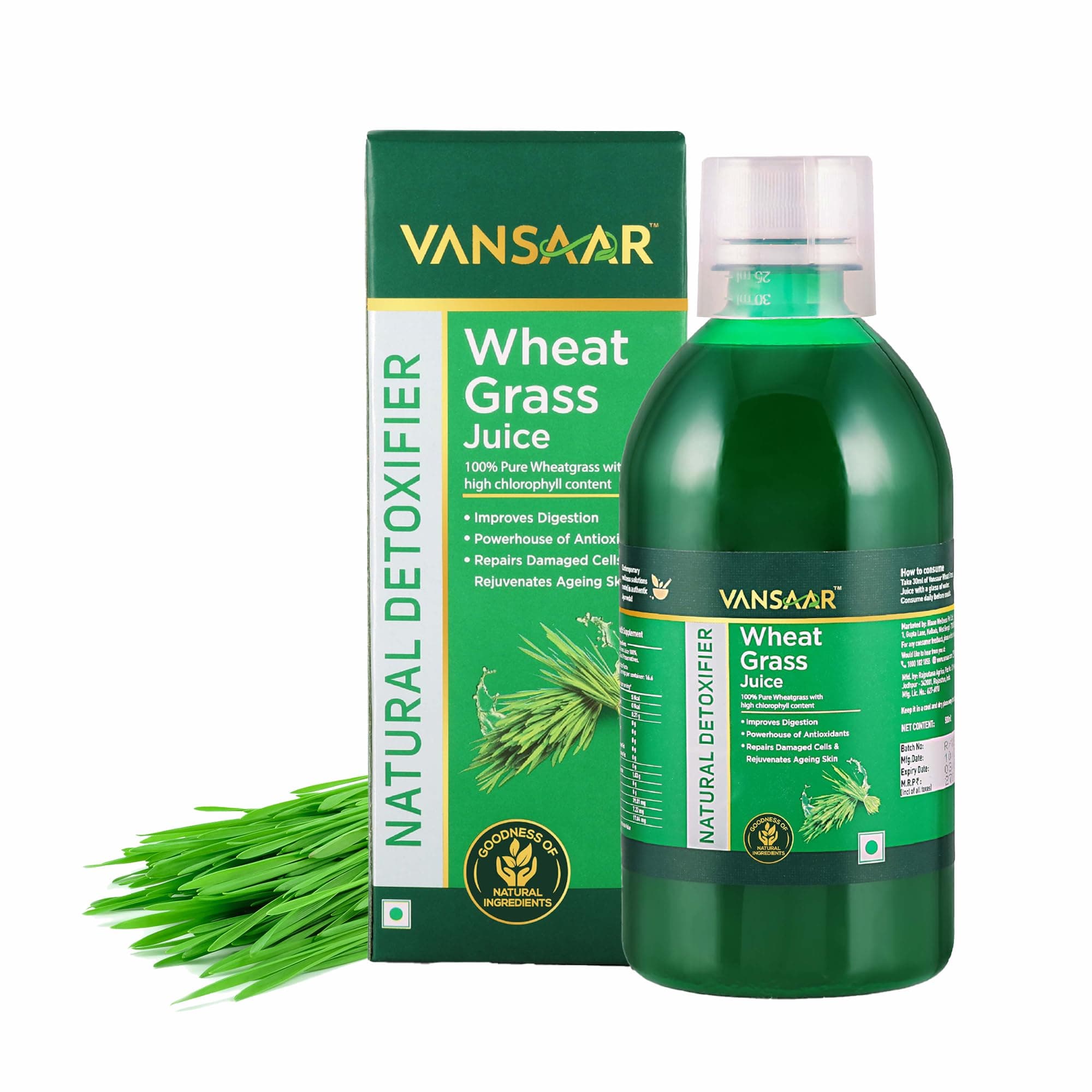 Wheatgrass Juice, 500 ml | Natural Liver detox & Gut cleanser Juice | Superfood for Weight & Cholesterol management | 100% Ayurvedic