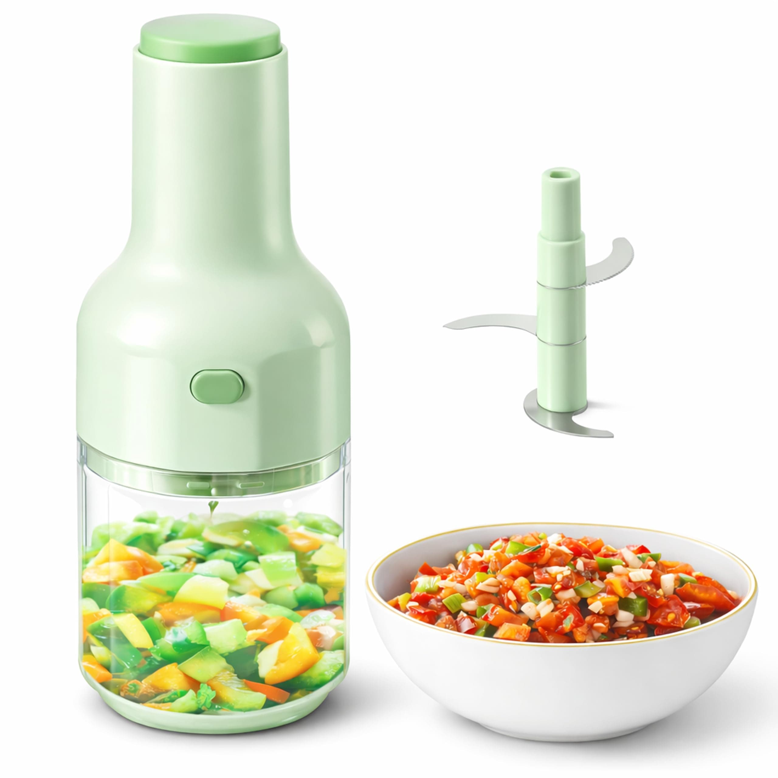 Brieftons Express Manual Food Chopper: 2-Cup, Hand Chopper Vegetable Cutter to Chop Veggies, Fruits, Herbs, Garlic Onion Chopper for Salsa, Salad, Pesto, Hummus, Guacamole, Coleslaw, Indian Cooking