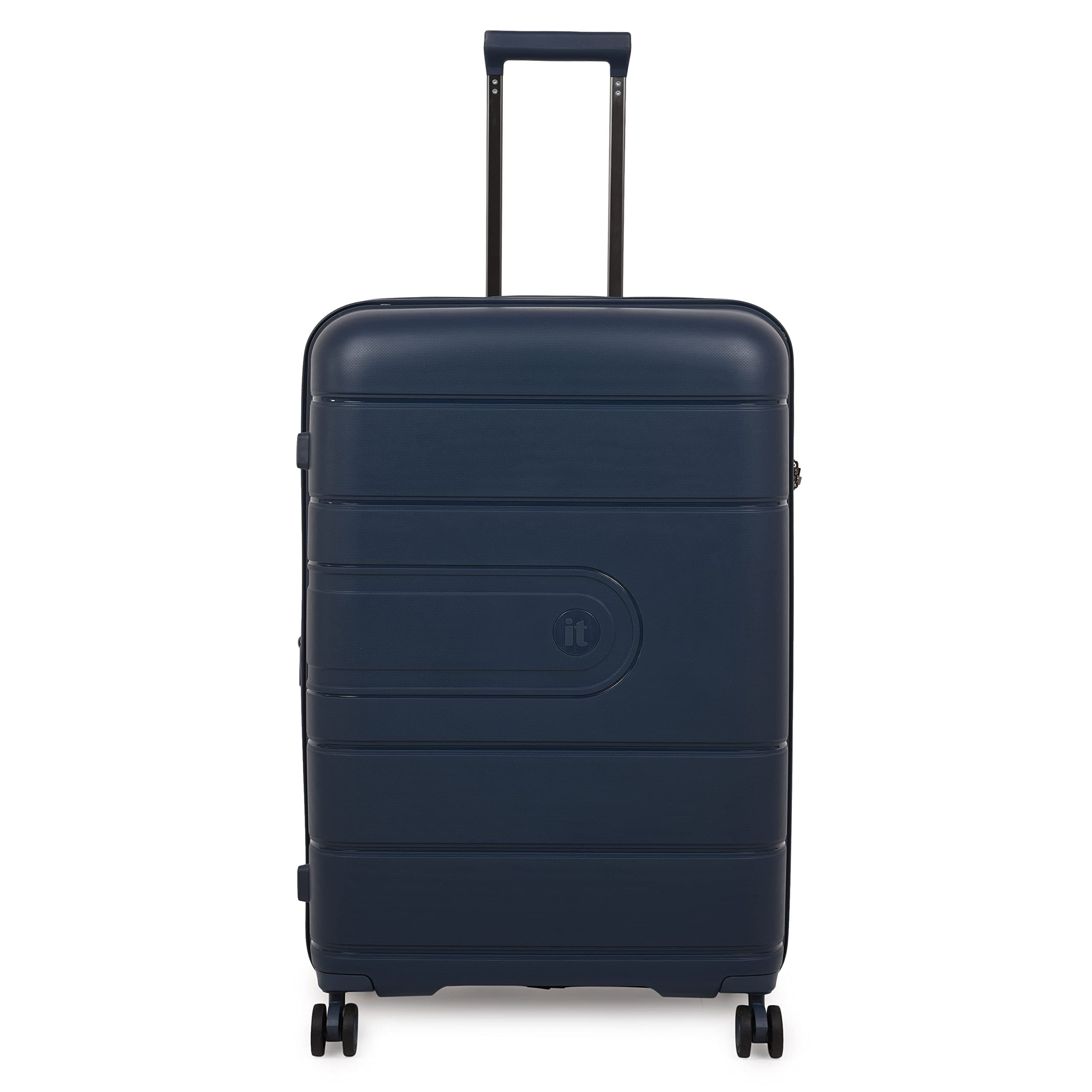 it luggage EcoTough Blue Large-28 inches Expandable Eco-Friendly Polypropylene Hardsided with TSA Lock & Wet Pouch Inside 8 Wheel Trolley Bag