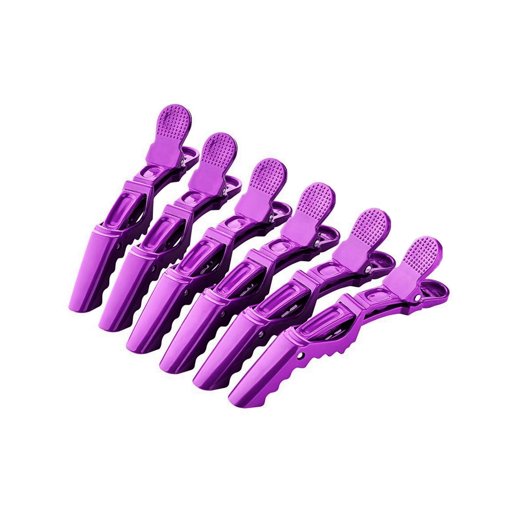 6Pcs Plastic Non Slip Hair Clips - Professional Hairdressing Styling Sectioning Clips - Salon Alligator Clips for Thick Hair - Haircut Accessories Hairgrips for Women Girls (Purple)