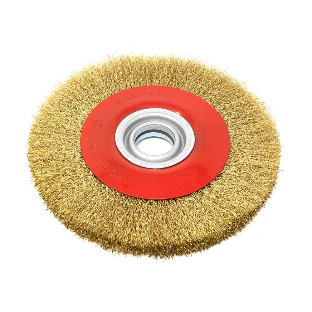 8" INCH Round Brass Plated Steel Wire Brush Wheel for Bench Grinder