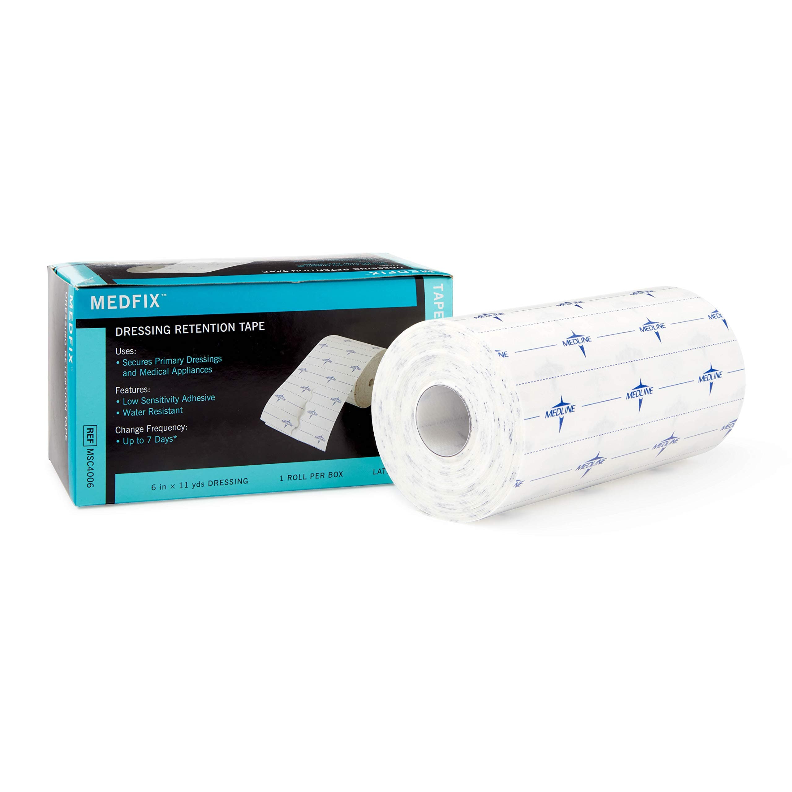 Medline MedFix Dressing Retention Tape with S-Release Liner, Secures Primary Dressings and Medical Appliances, 6" x 11 yd