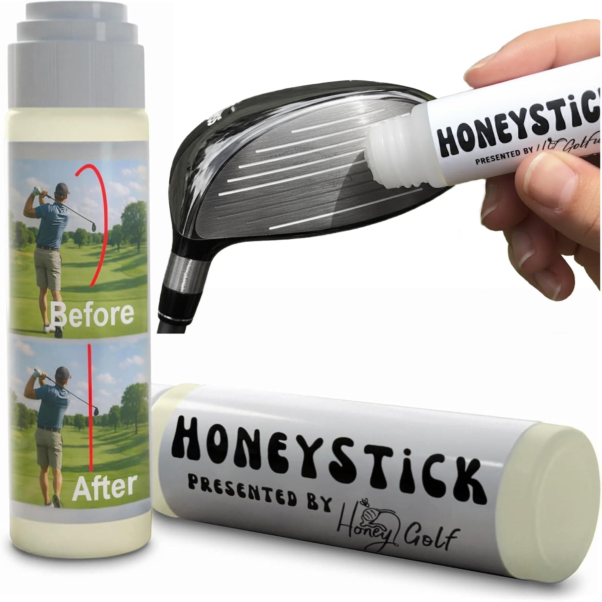 HoneyStick Anti Slice Gel for Golf Clubs - Anti-Hook Spin Reducer for Driver, Woods, Hybrids, Irons - Golf Accessories for Men - Golfers Must Haves & Essentials