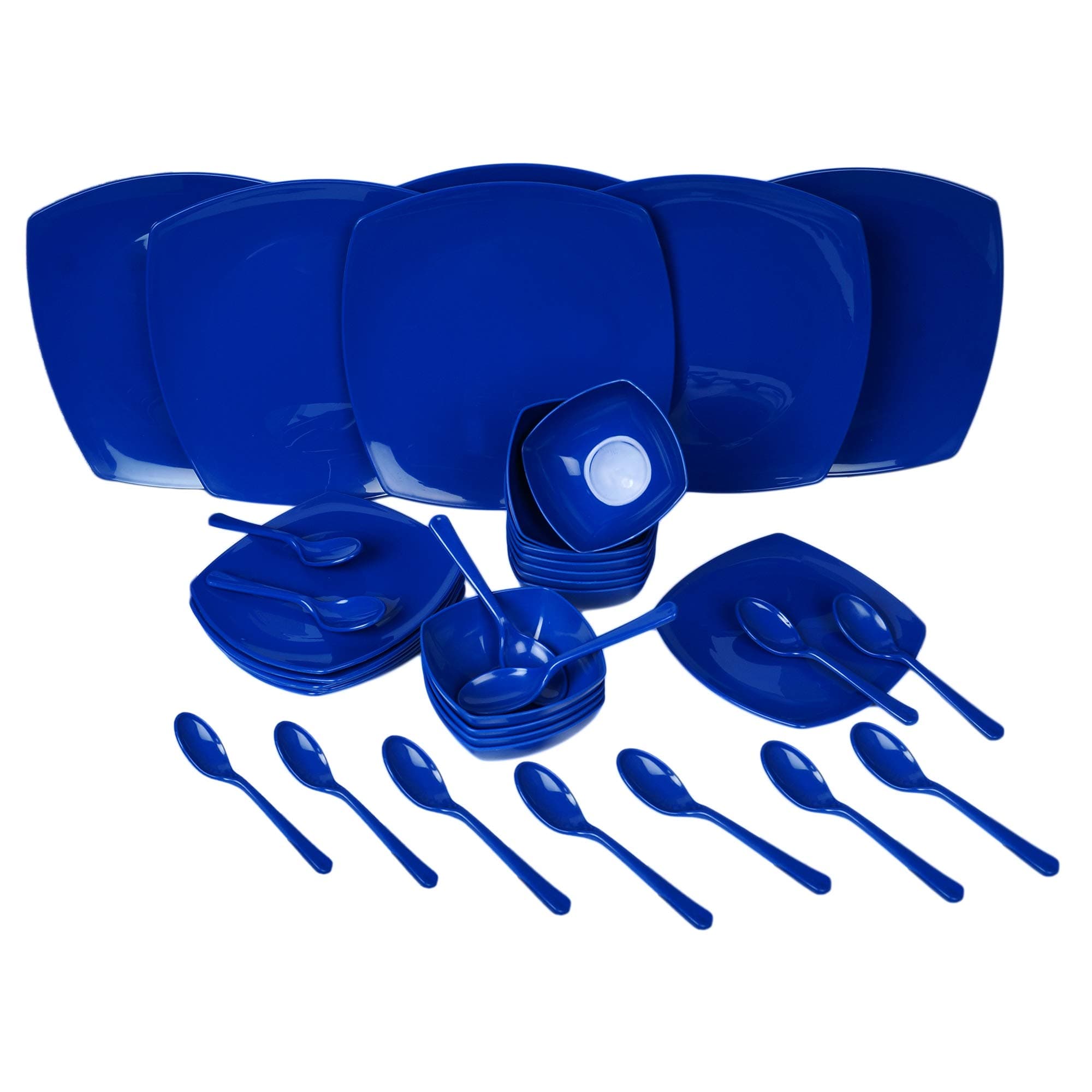 Homray Microwavesafe, Unbreakable 36 Pc Square Dinner Set (Blue)