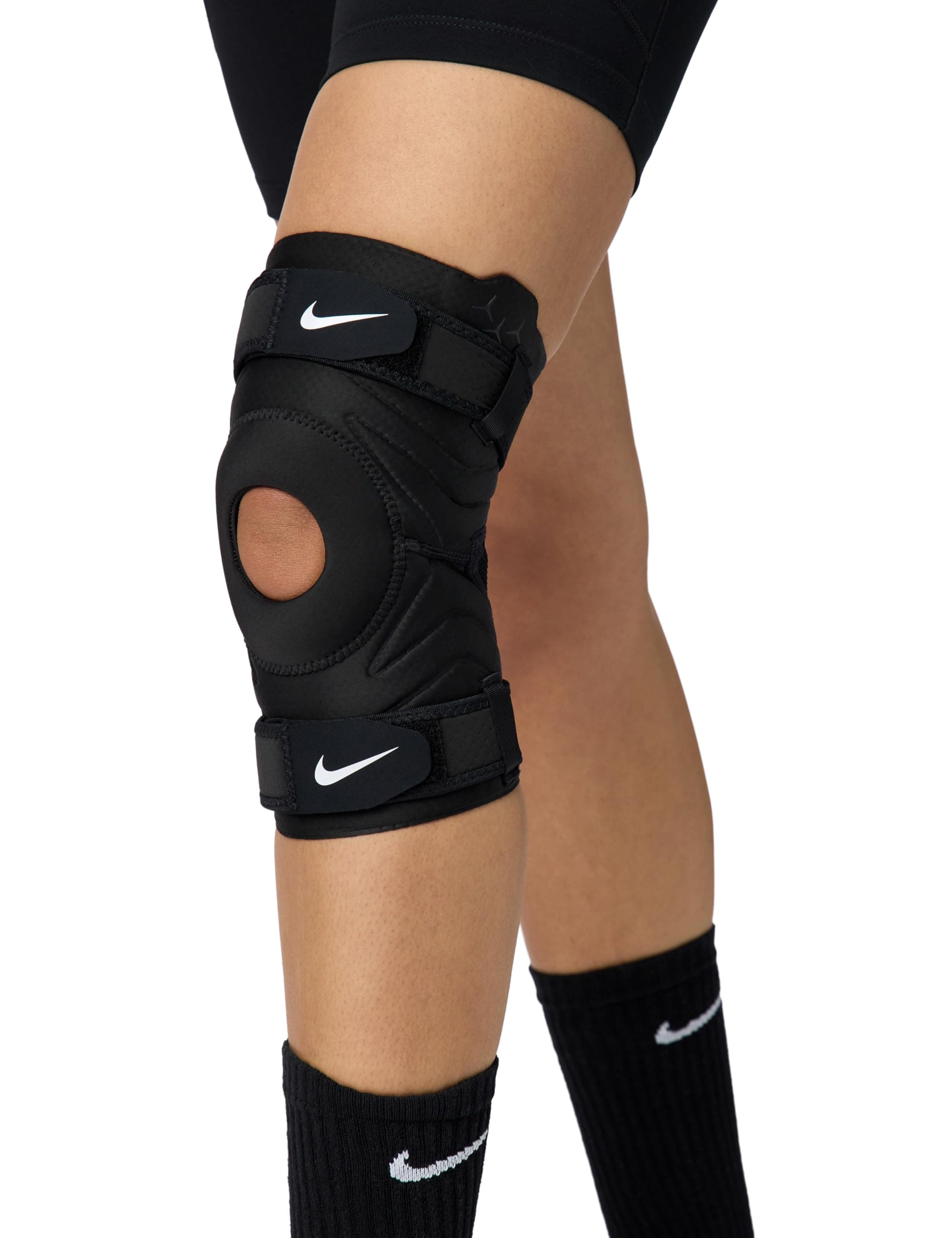 Nike Unisex PRO OPEN KNEE STRAP SLEEVE Sleeve, BLACK/WHITE, L