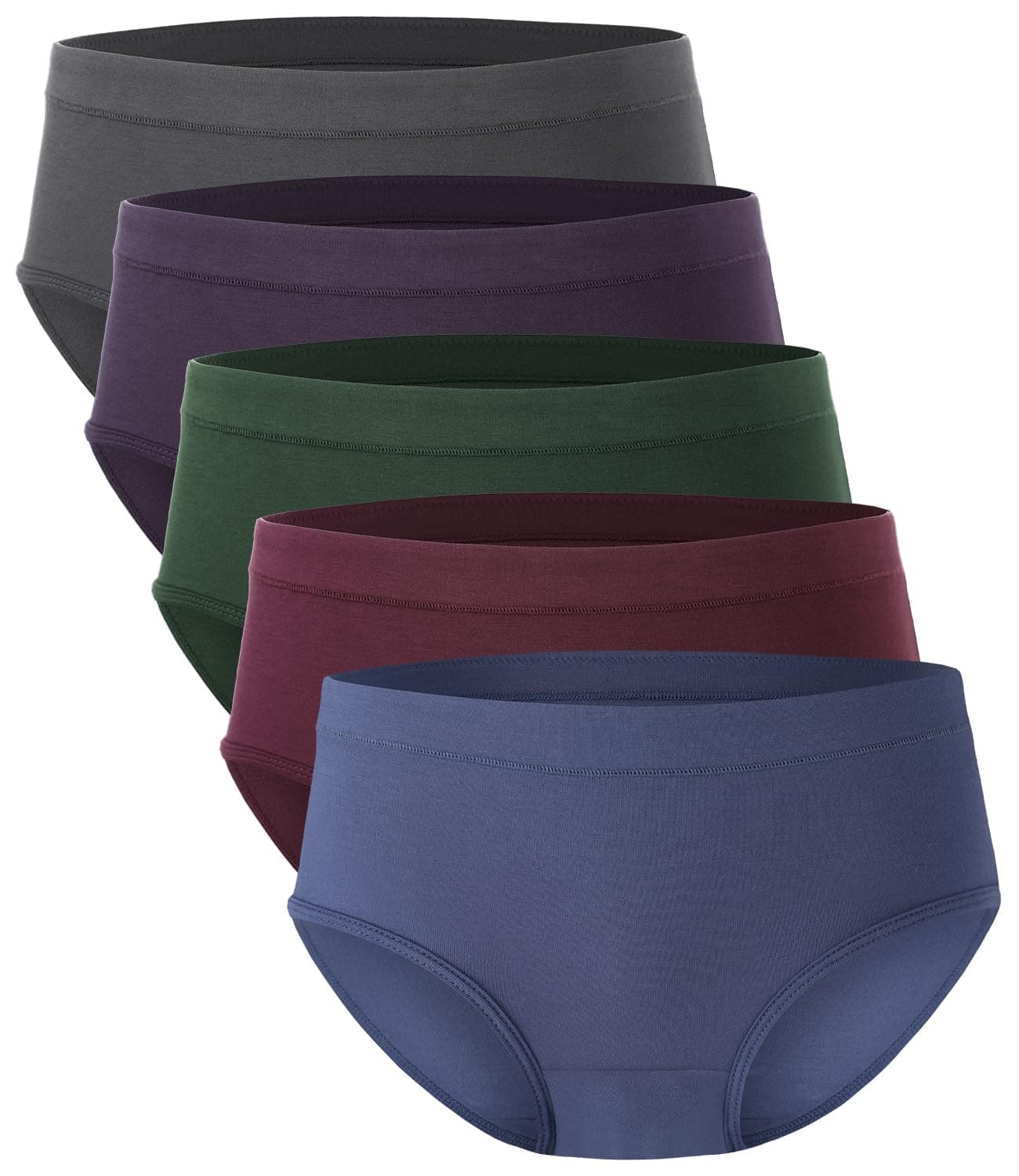 Womens Underwear, Moisture-Wicking Briefs, Soft and Breathable Panties, Mid Waist, 5-Pack