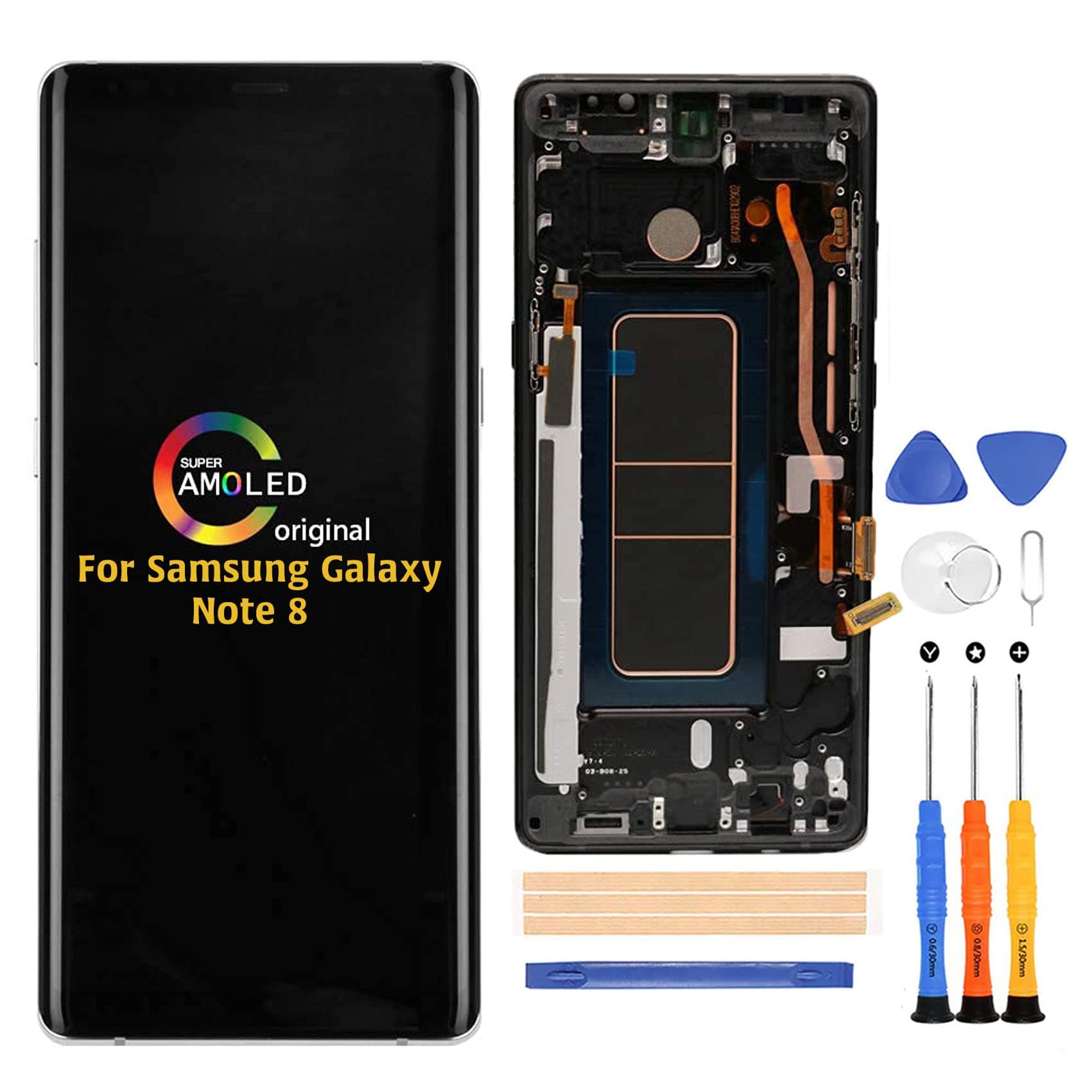 A-MIND for Samsung Galaxy Note 8 N950 Screen Replacement(with Frame),for Note 8 2017 -N9500 N950F/DS/W/U LCD Display Touch Screen Digitizer Assembly Parts,with Screen Protector+Tools (Black Frame)