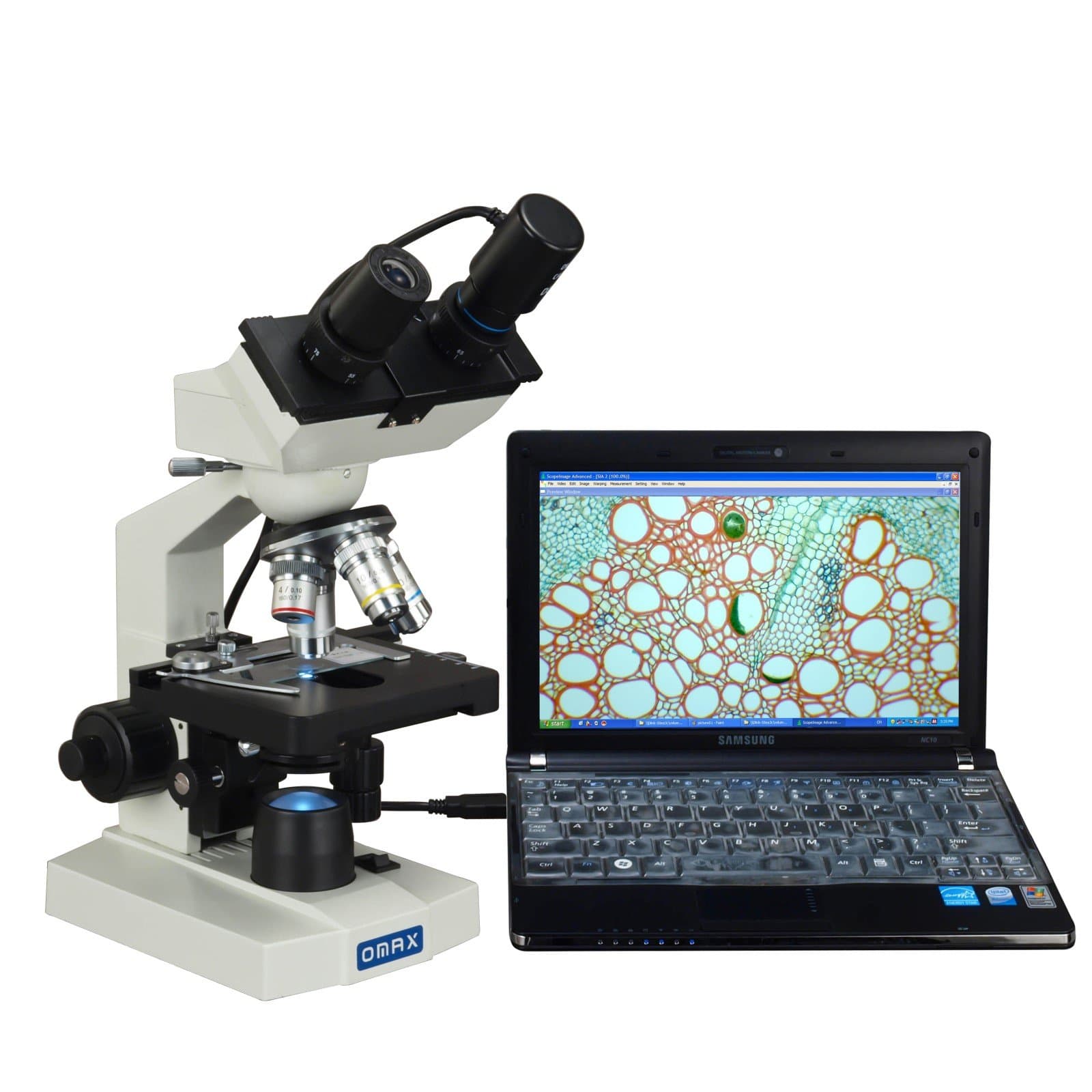 XM82ESC02 40X-2000X Digital Lab LED Binocular Compound Microscope with Double Layer Mechanical Stage and USB Digital Camera