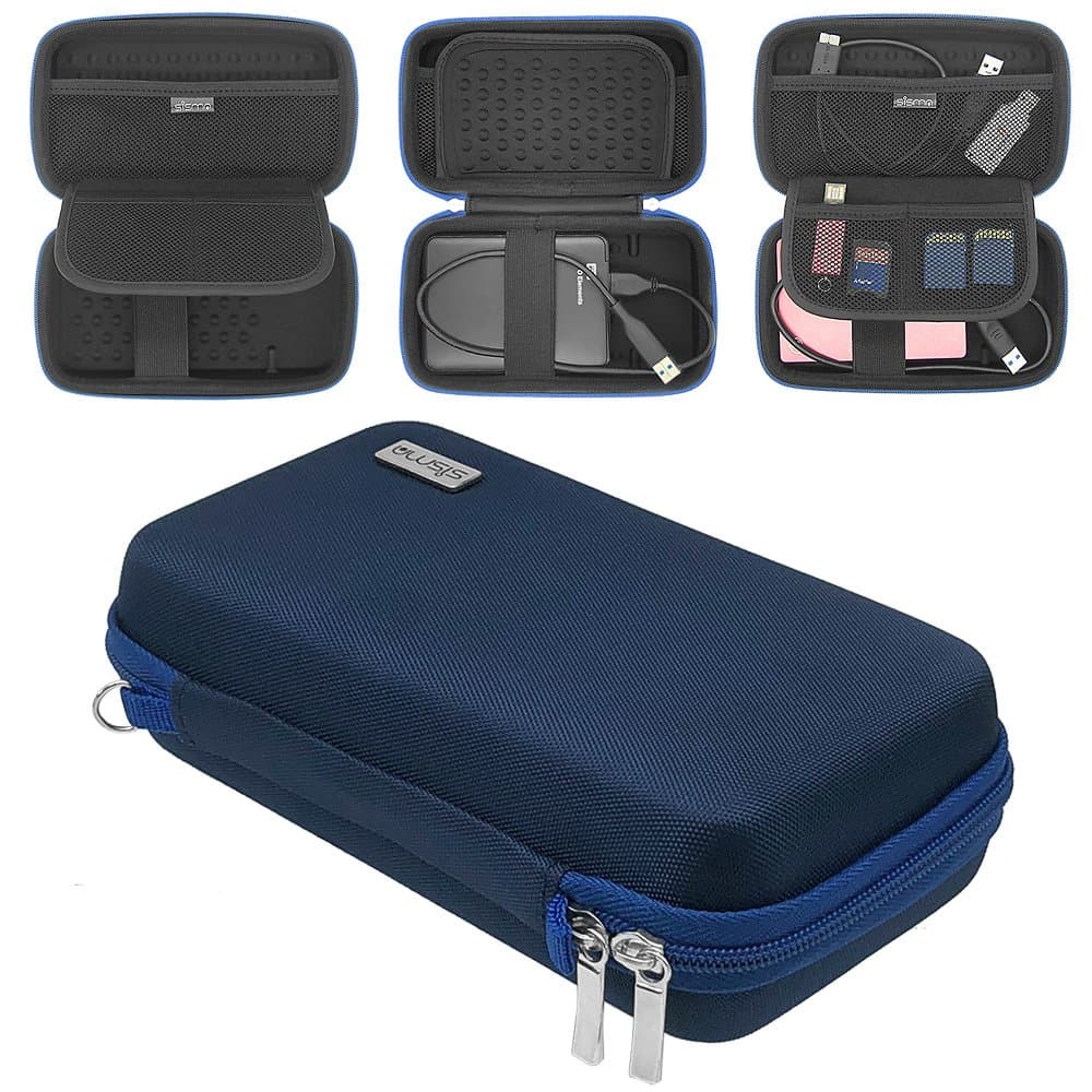 Sisma External Hard Drive Carrying Case for 2TB 3TB 4TB 5TB WD Elements My Passport Seagate Expansion Backup Plus Toshiba Canvio Maxtor, Blue SCB171101HC-P-DB