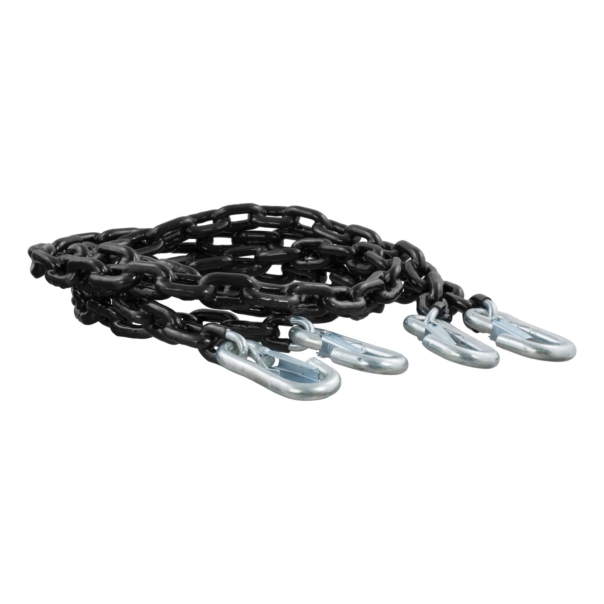 CURT 19749 60-Inch Vinyl-Coated Trailer Safety Chains with 7/16-In Snap Hooks, 5,000 lbs Break Strength, 2-Pack, BLACK VINYL