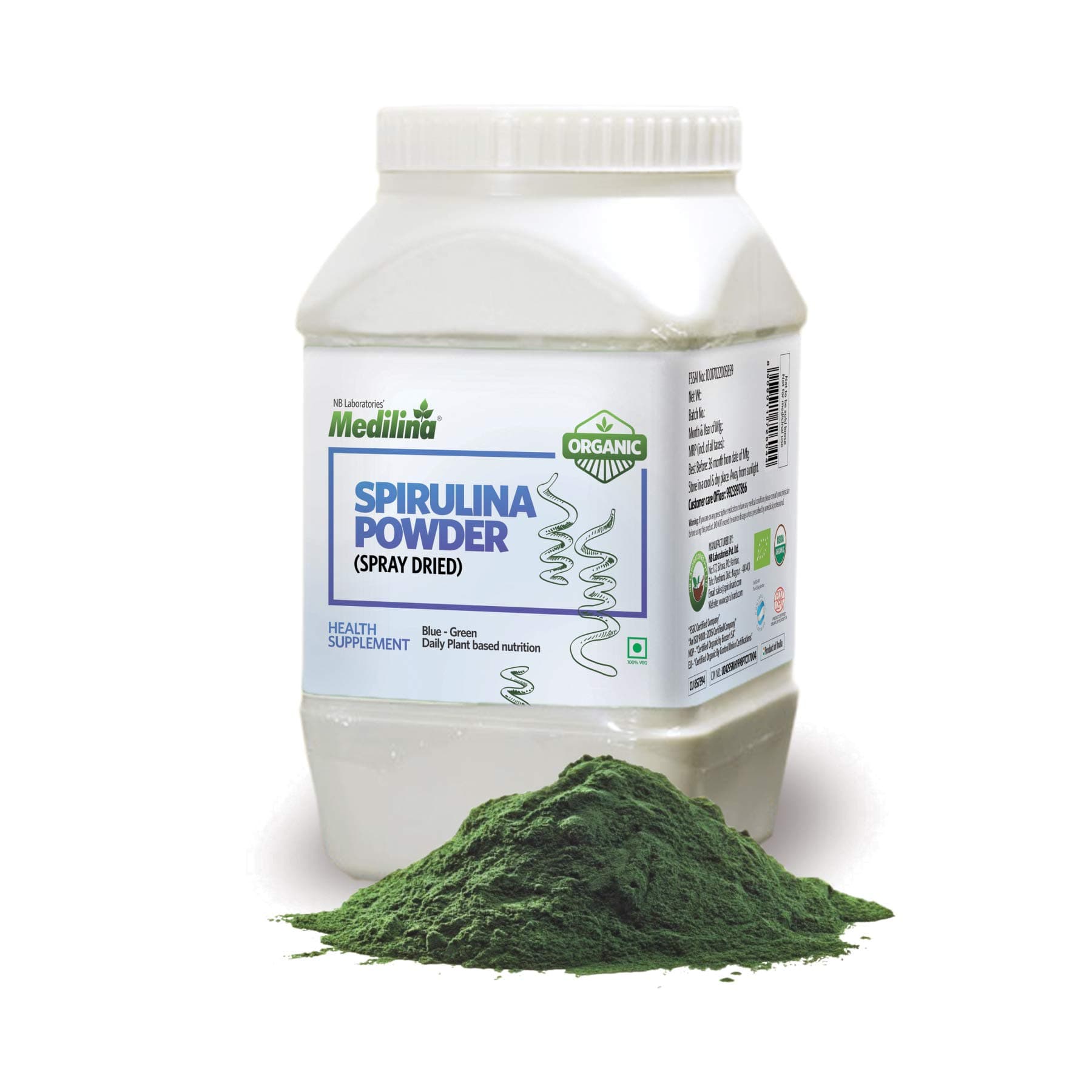 Spirulina Powder | Supplement Vitamins and Minerals | FDA and Organic USDA Certified | 1kg