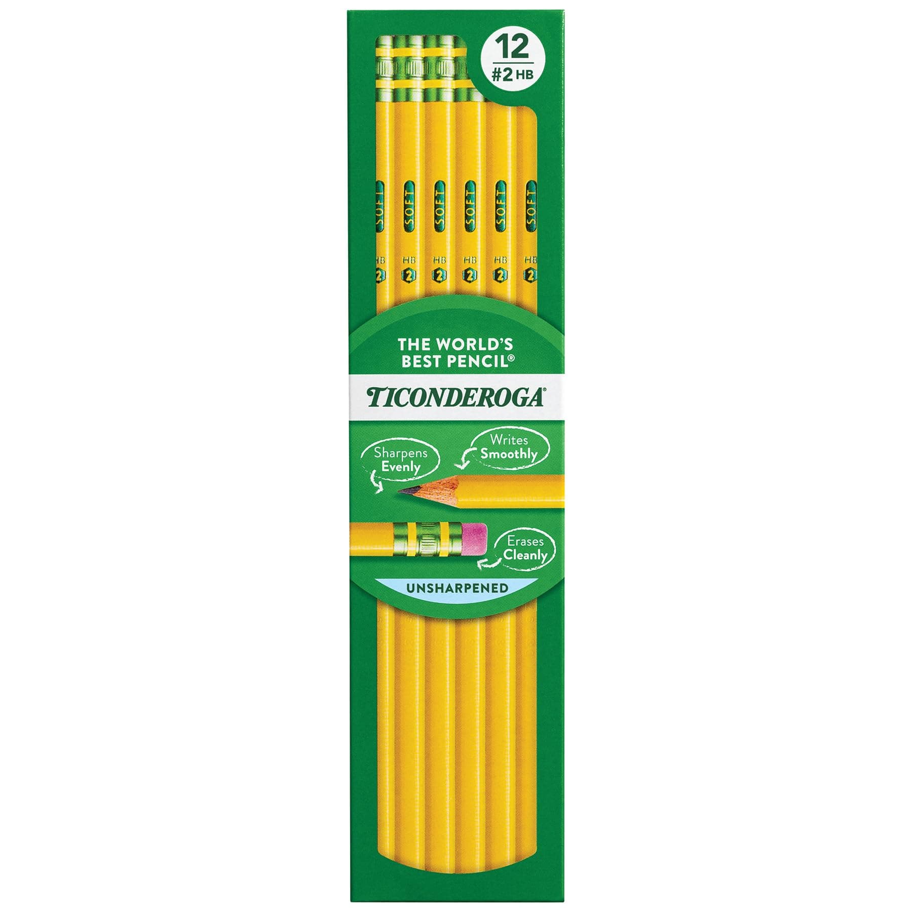 Genuine - Dixon Ticonderoga Cedar Artist Pencil, No.2, 12 pack