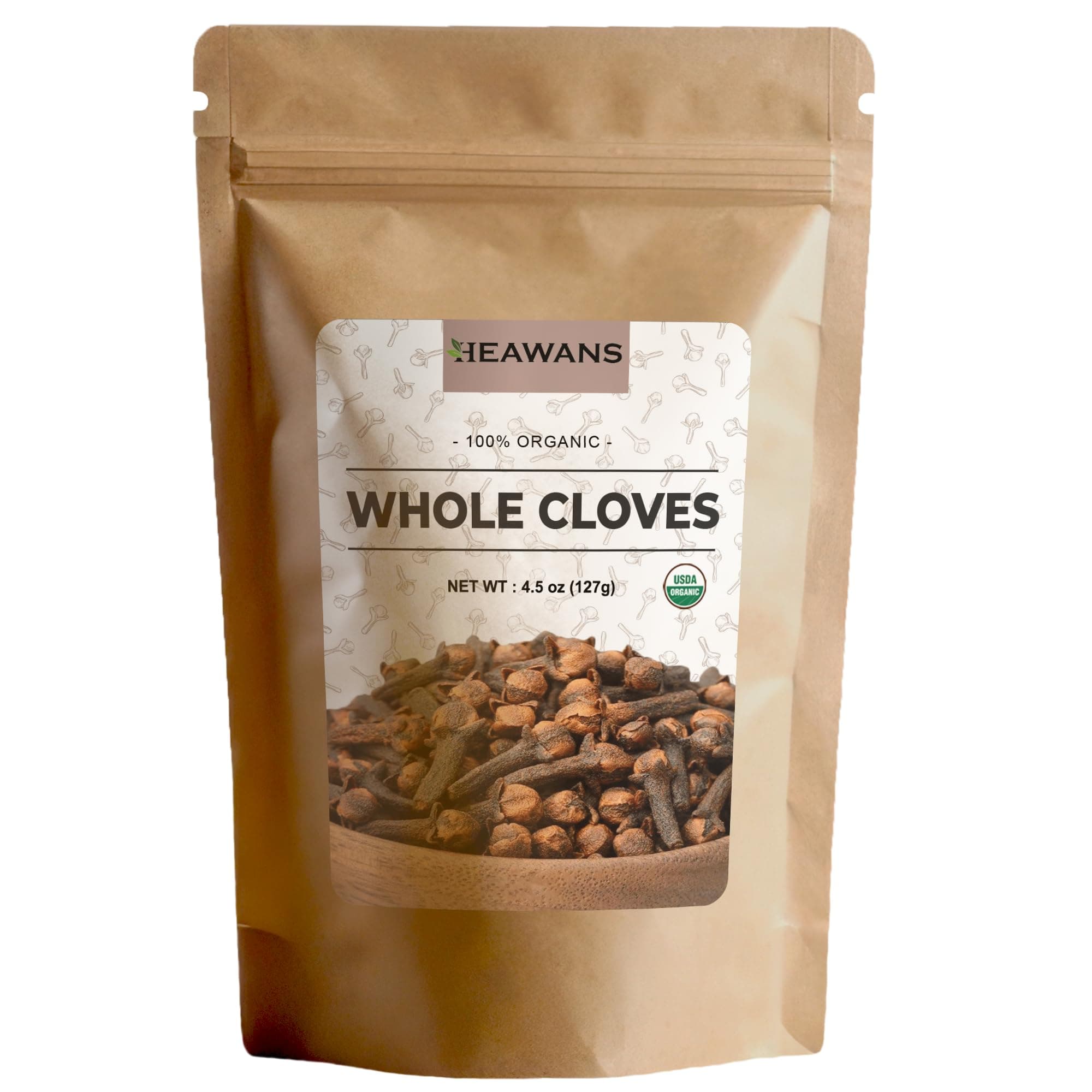 - Heawans Hand Picked Premium Grade Organic Whole Cloves 4.5 oz, Packed in a USDA certified farm.