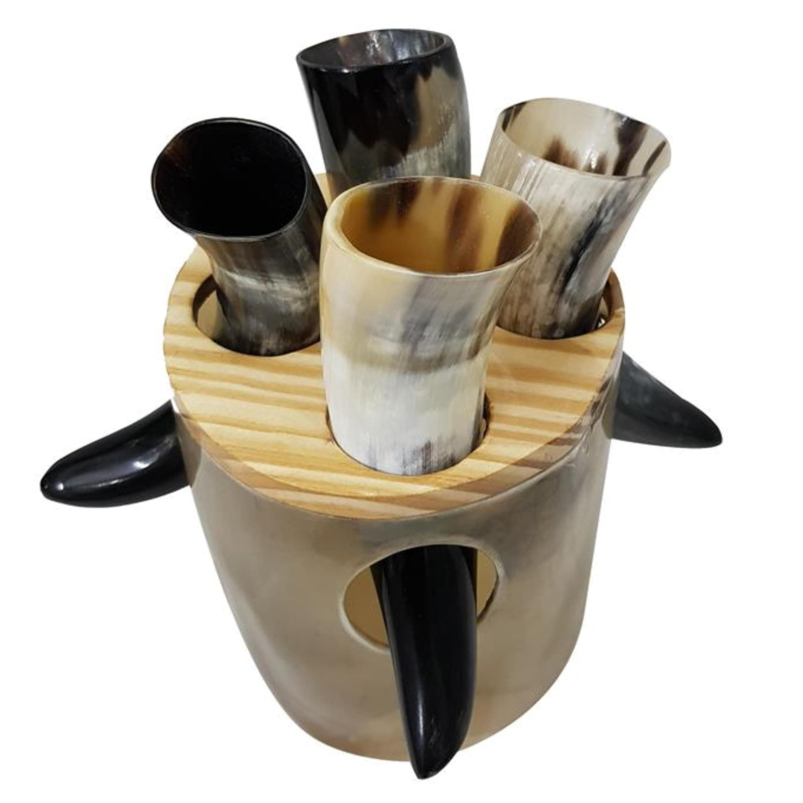 Handcrafted Viking Drinking Horn with Stand Authentic Ceremonial Mead Ale Glass Traditional Norse Beer Drinking Vessels set