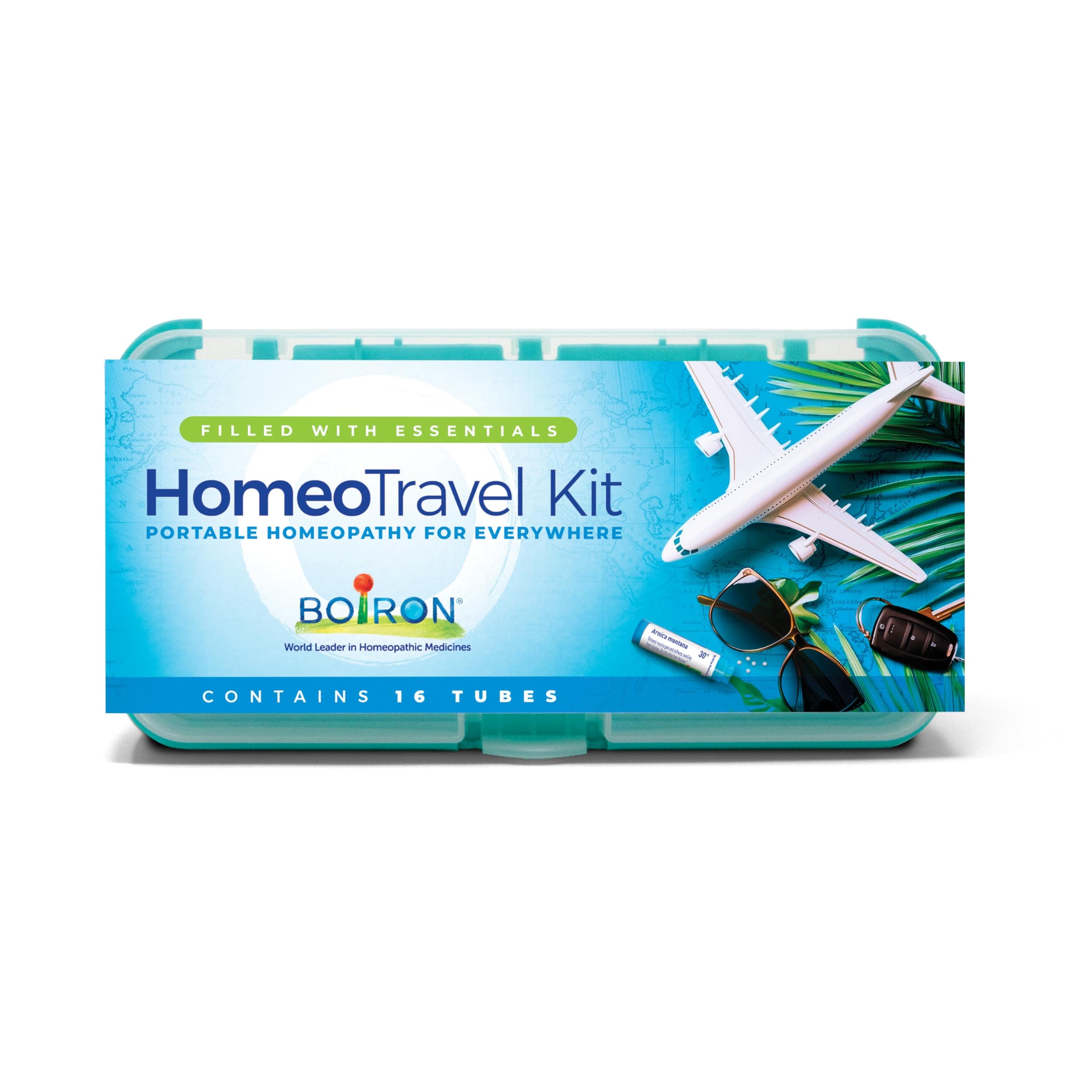 Boiron Homeotravel Travel First Aid Kit with Homeopathic Medicines - Filled Case (16 Tubes)