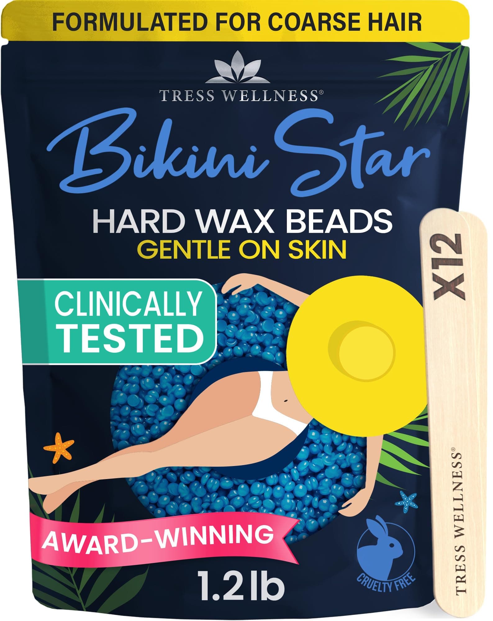Tress Wellness Bikini Wax for Coarse Hair 550g Hard wax beads - For sensitive skin - Up to 50 waxes