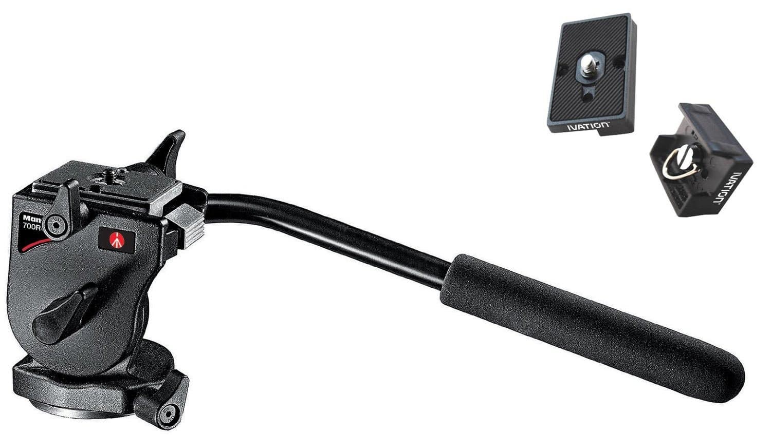 Manfrotto 700RC2 Mini Video Head w/RC2 with Two Replacement Quick Release Plates for The RC2 Rapid Connect Adapter