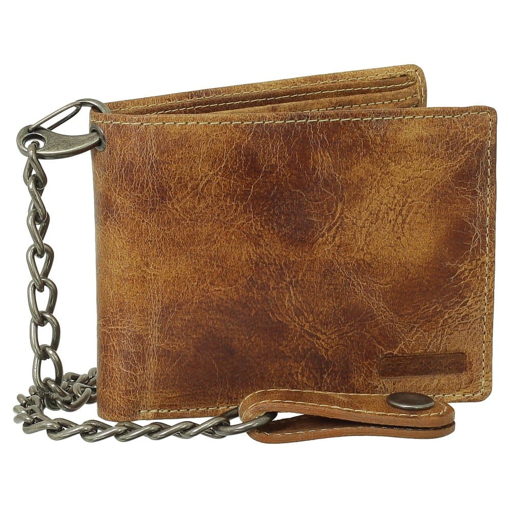 Luxury leather biker purse with chain wallet, 12.5 cm Colours: black, brown and beige., beige