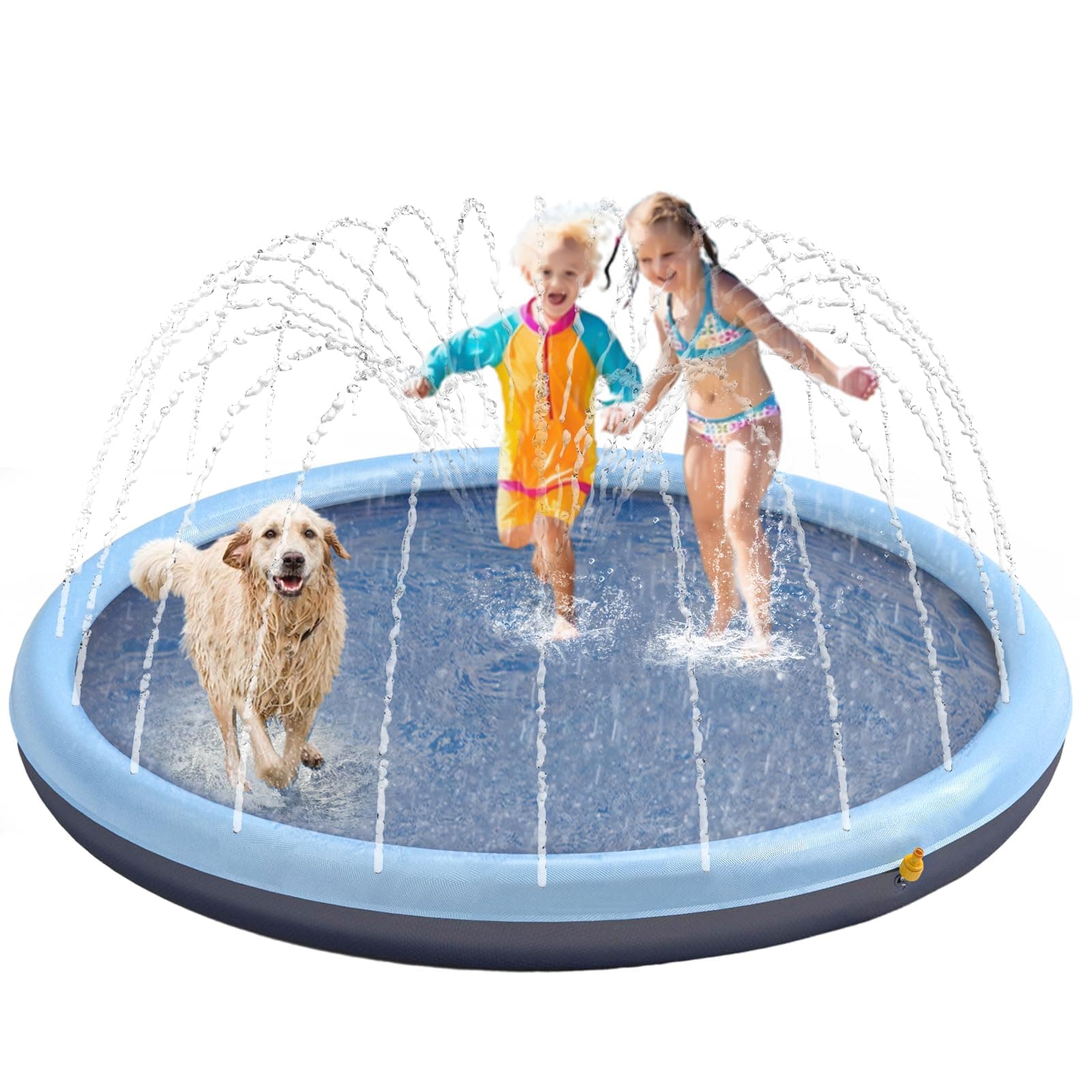 Niubya Splash Pad for Kids and Dog, Non-Slip Large Sprinkler Splash Play Mat, 97" Sprinkler Pool Inflatable Summer Outdoor Water Toys Fun Backyard for Toddlers Pets