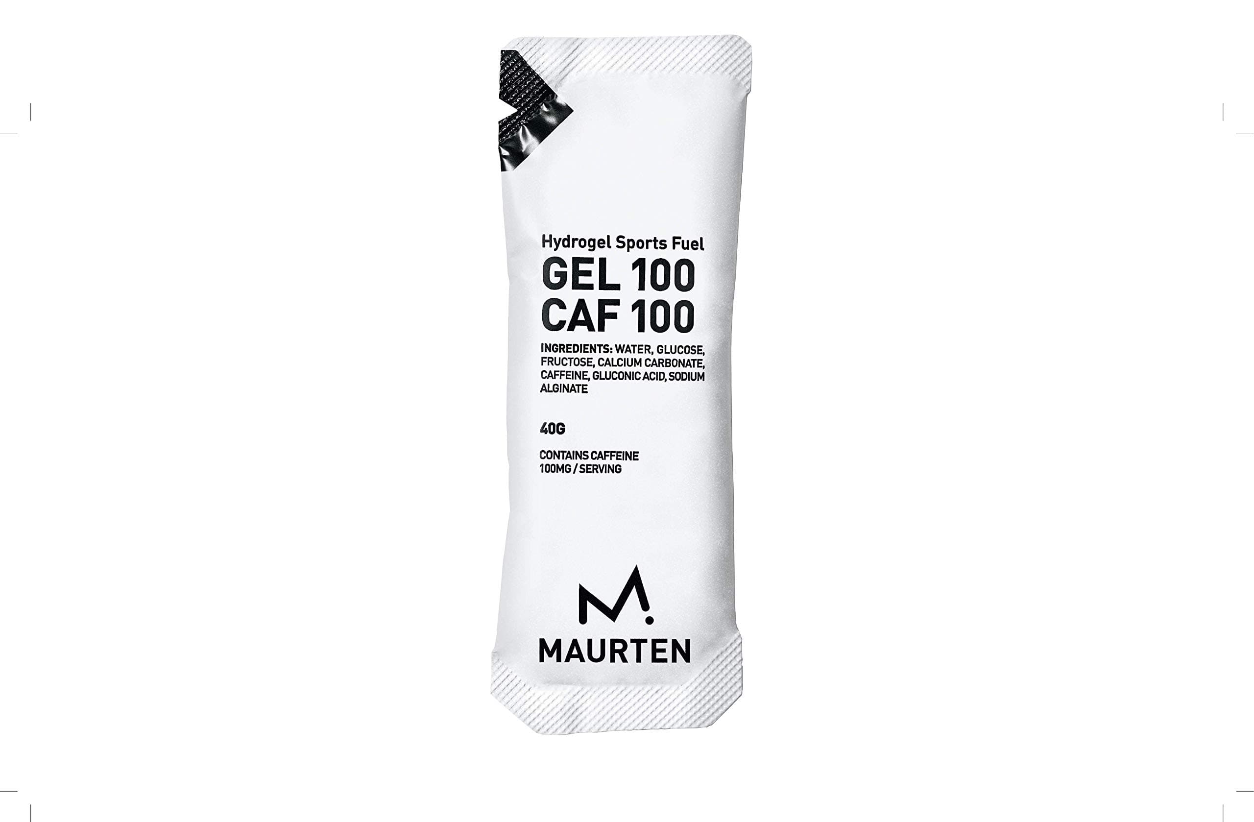 MAURTEN Gel 100 CAF100 Energy Gel - 12-Pack of 40g - 25g Carbohydrates & 100mg caffein per serving - Stomach-Friendly patented Hydrogel Technology for endurance sports- Free of Color or preservatives