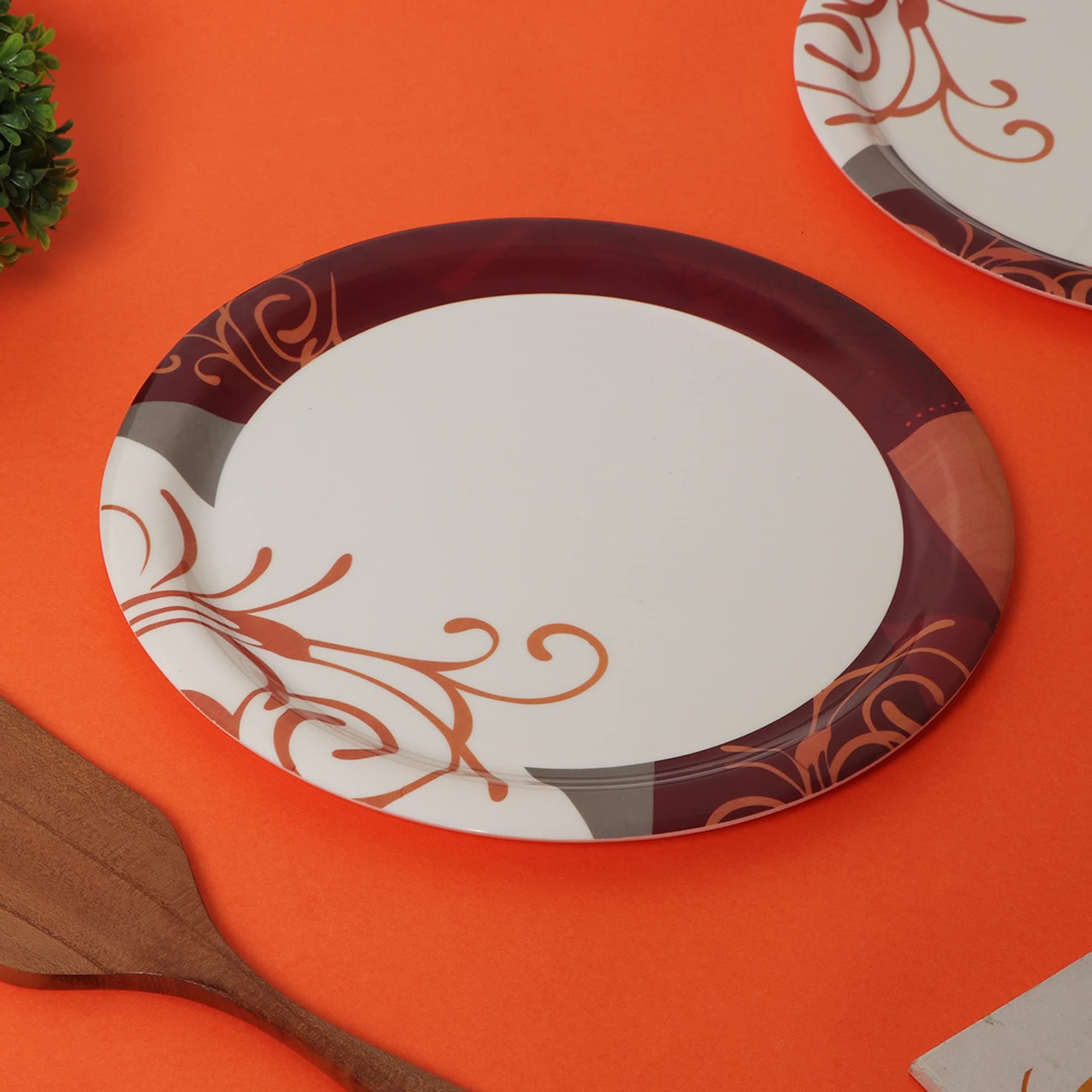 Golden Fish Unbreakable Melamine Round Full Size (11 Inches) Dinner Plates (Set of 6) (GFNP-R-1)