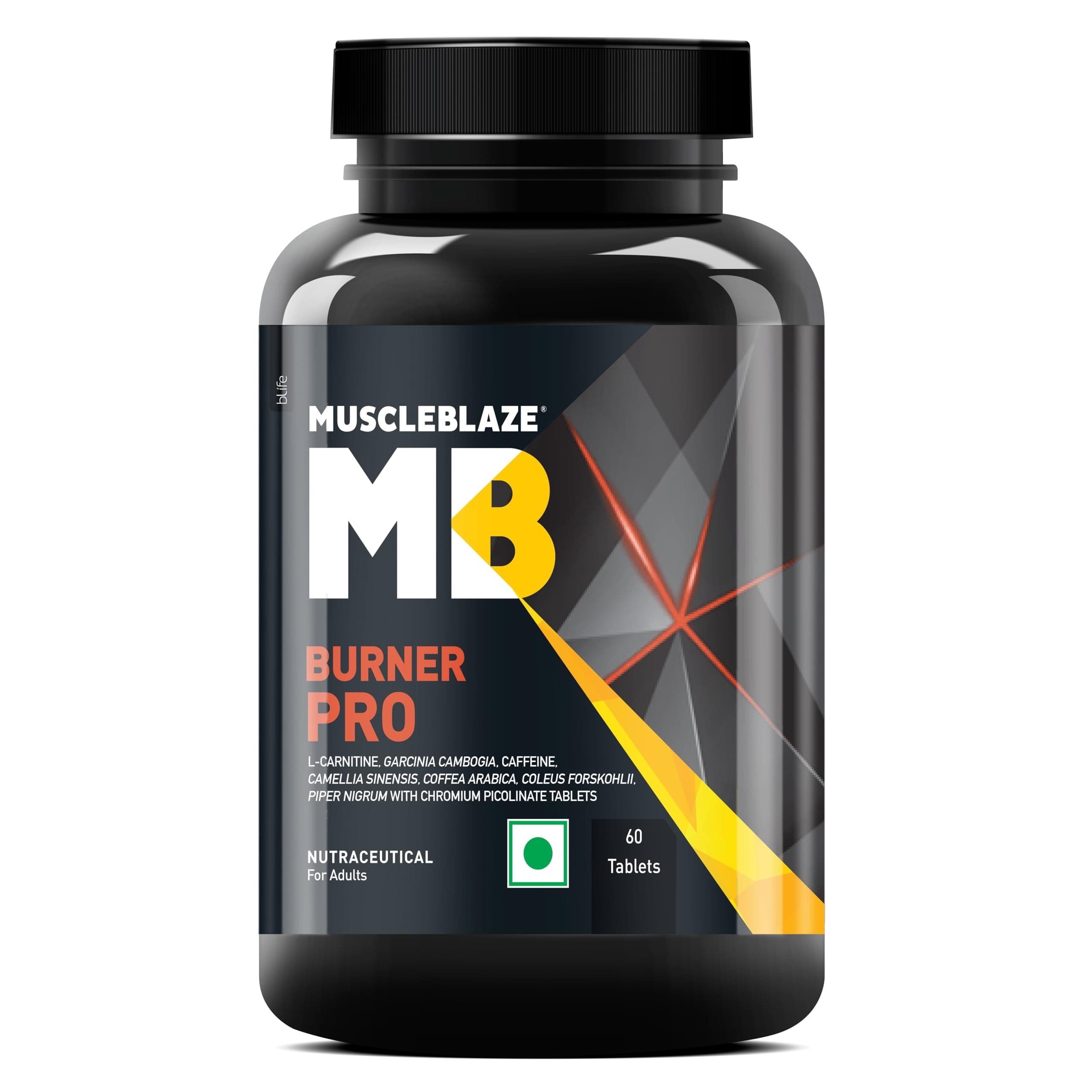 MuscleBlaze MB-Burner PRO (60 Tablets) | L- Carnitine, Garcinia Cambogia, Caffeine, Green Tea, Coleus Forskohlii, Green Coffee Bean, Black Pepper Extract with Chromium Picolinate