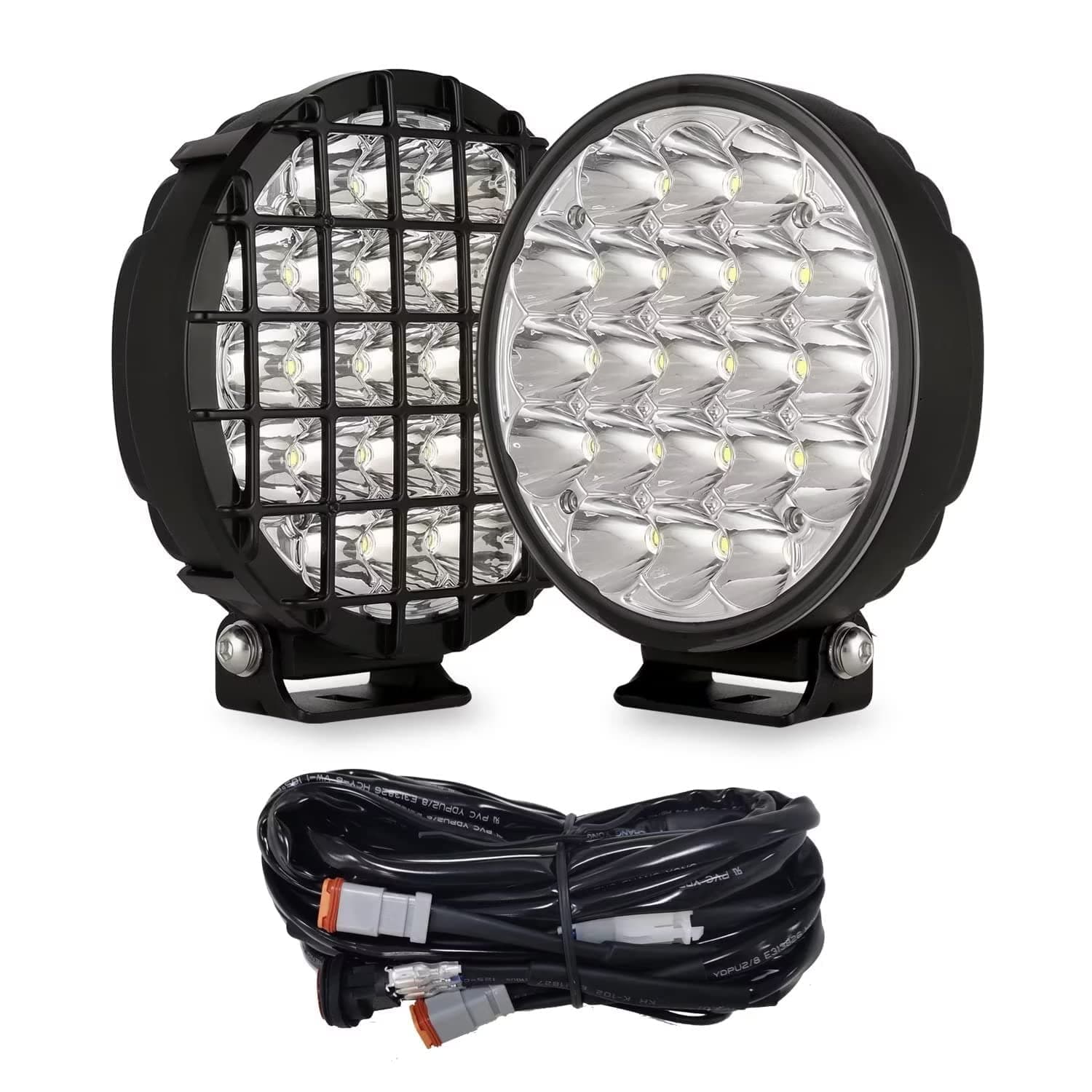 BIGLION.X 6-Inch Round LED Offroad Light 2pcs 210W 32000LM Super Bright Spot Driving Light With Wiring Harness Waterproof IP68 12V 24V for Pickup Trucks UTV SUV