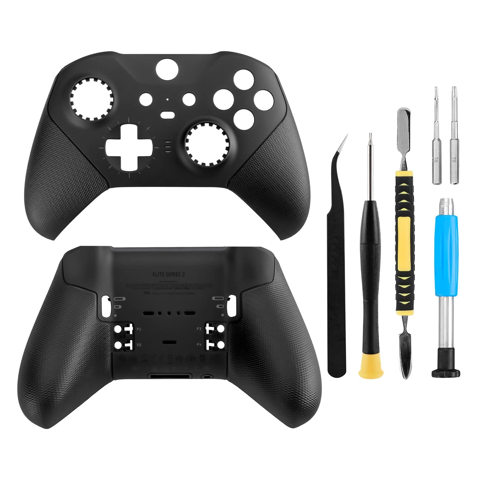 OEM Front and Back Housing Shell Replacement Kit for Xbox Elite Series 2 Controller - Includes Faceplate, Grip Cover, and Repair Tools (Black)