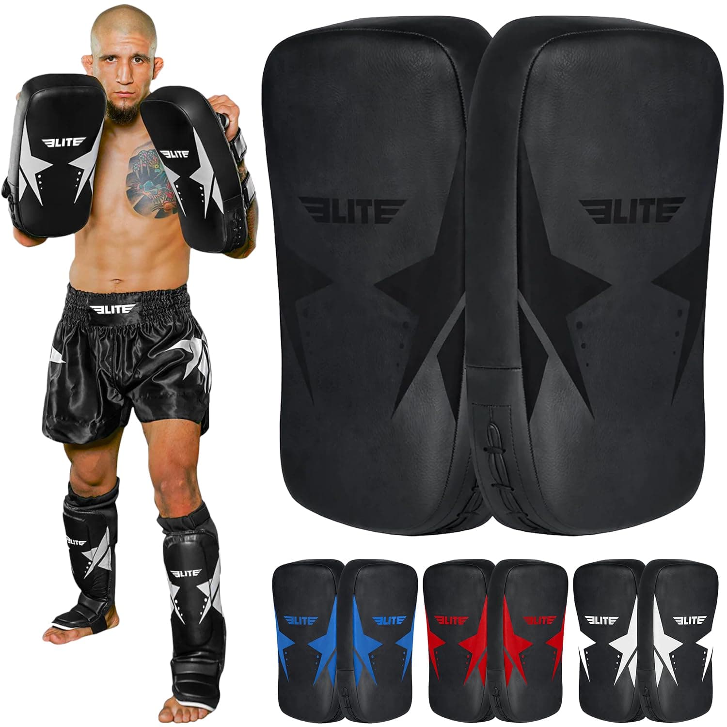 Elite Sports Muay Thai Kickboxing Training Pad for Kickboxing, MMA, Taekwondo, Karate. Ideal for Punches, Knees, and Kicks in Martial Arts Training (ONE PAD ONLY)