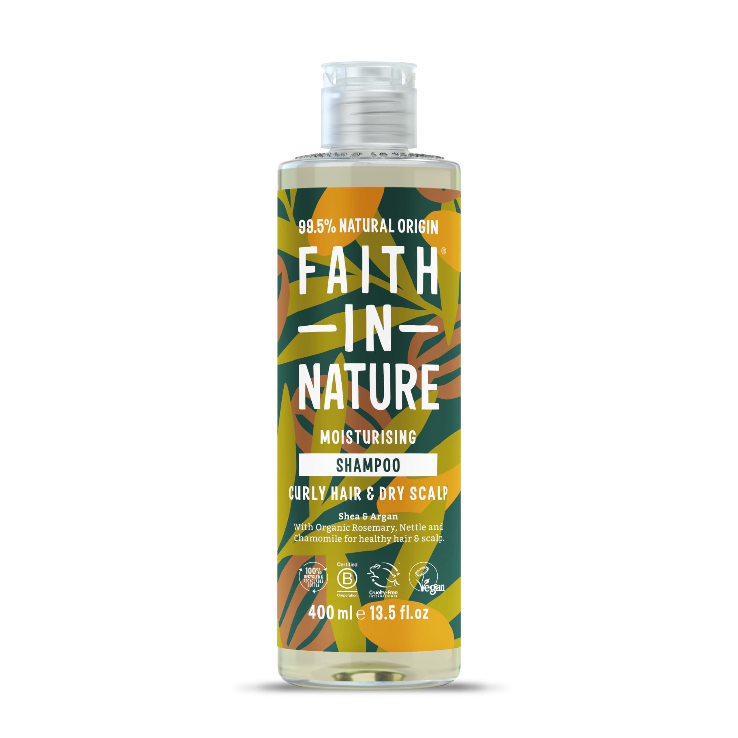 Faith In Nature Natural Shea & Argan Shampoo, Moisturising for Curly Hair & Dry Scalp, Vegan & Cruelty Free, No SLS, Silicones or Parabens, 400ml