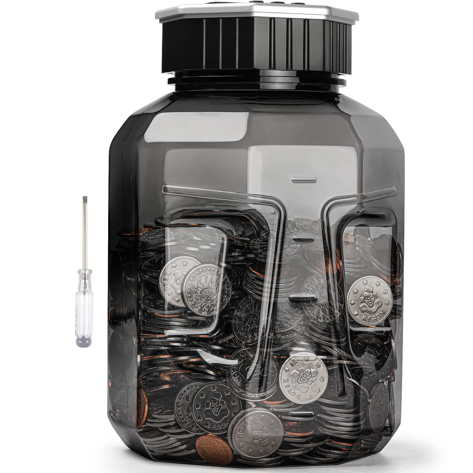 X-Large Piggy Bank for Adults Kids, Vcertcpl Digital Coin Counting Bank with LCD Counter, 2.4L Capacity, Great Coin Counter Bank Money Counting Jar with Total Amount Displayed, Bank for All US Coins