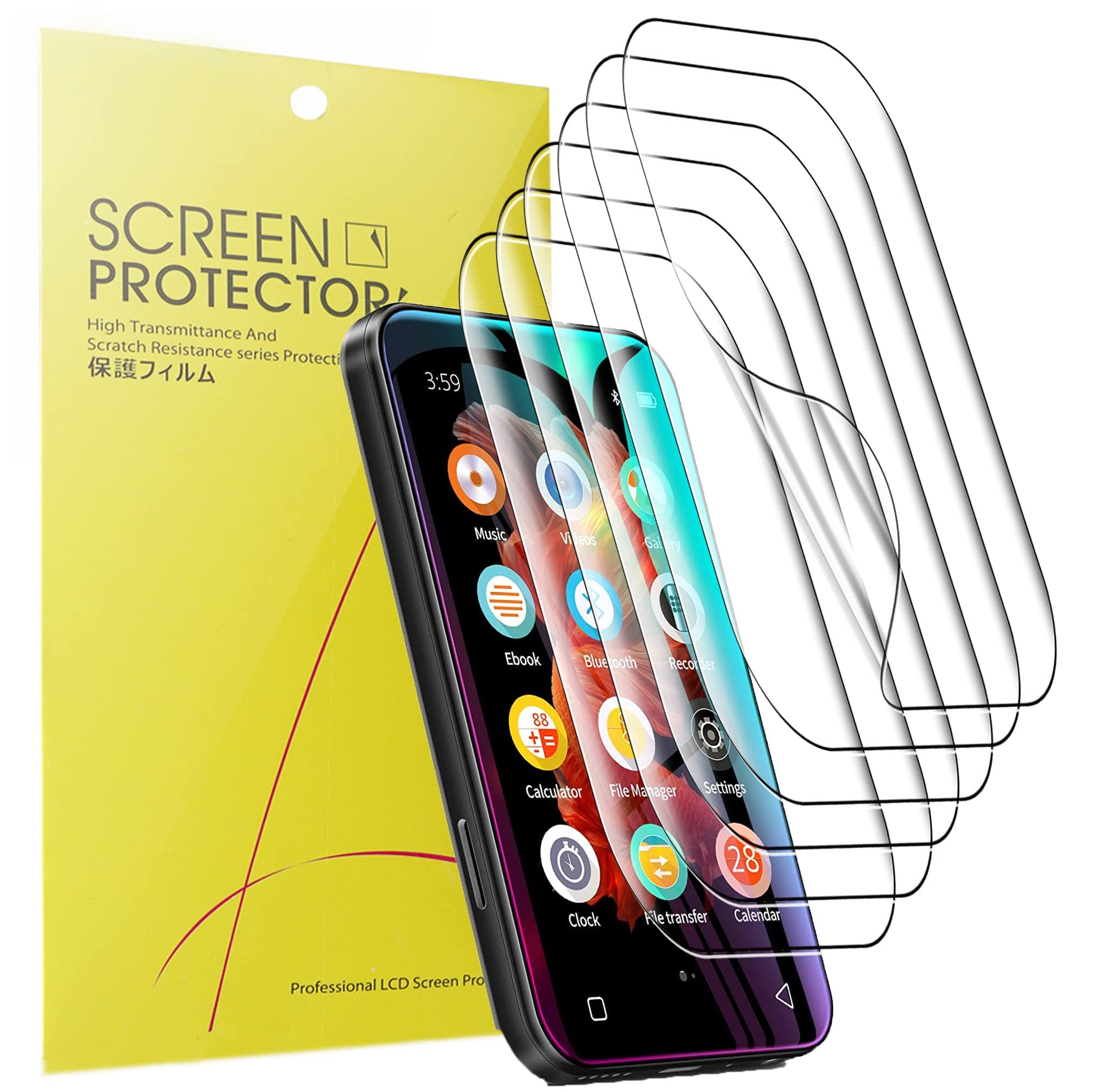 Compatible Screen Protector, [6 Pack] Premium High Definition Ultra HD Film for TIMMKOO Q3E 4.0" MP3 Player / Q5 4.0" MP3 Player