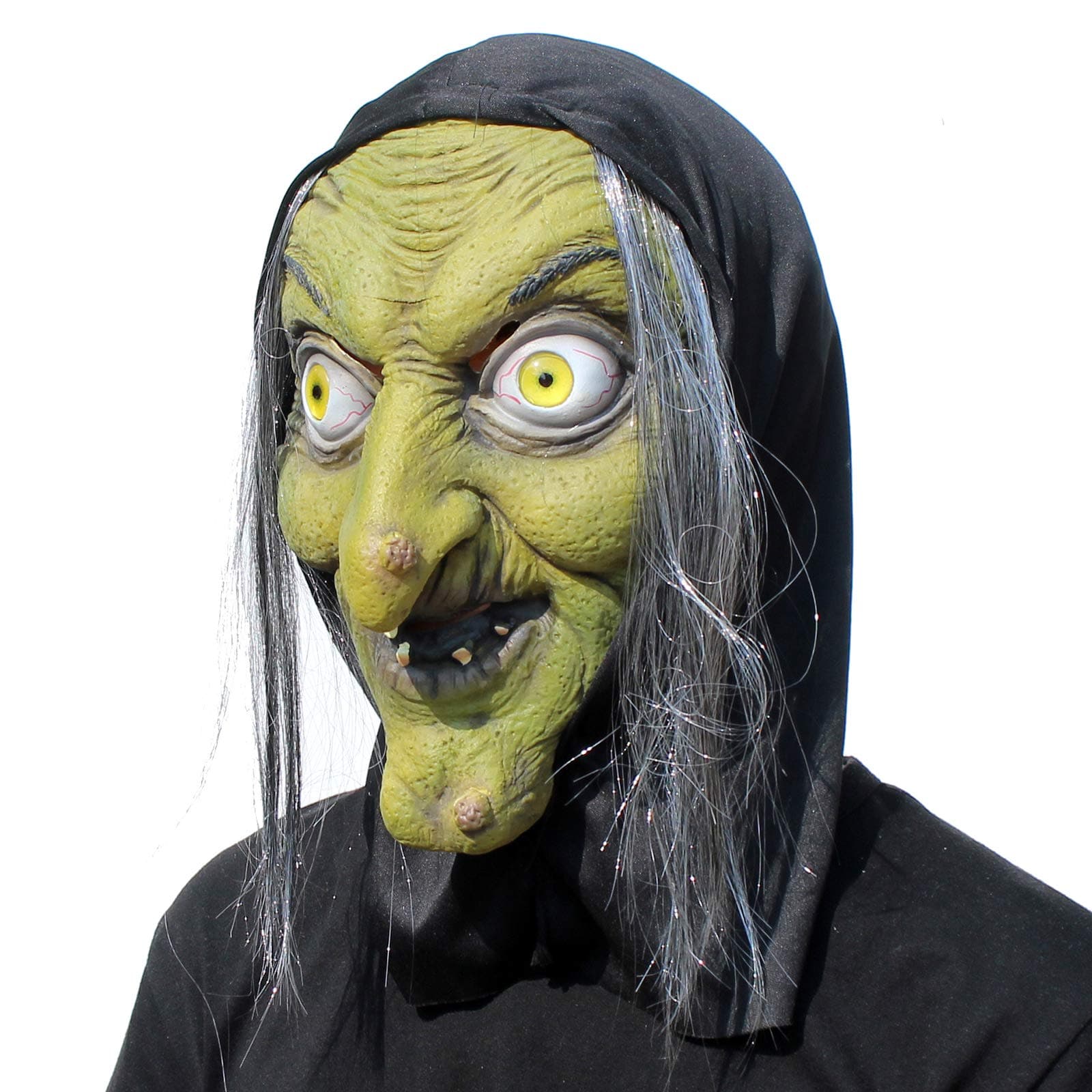 PartyCostume - Old Woman Witch Mask - Halloween Scary Horror Cosplay Costume