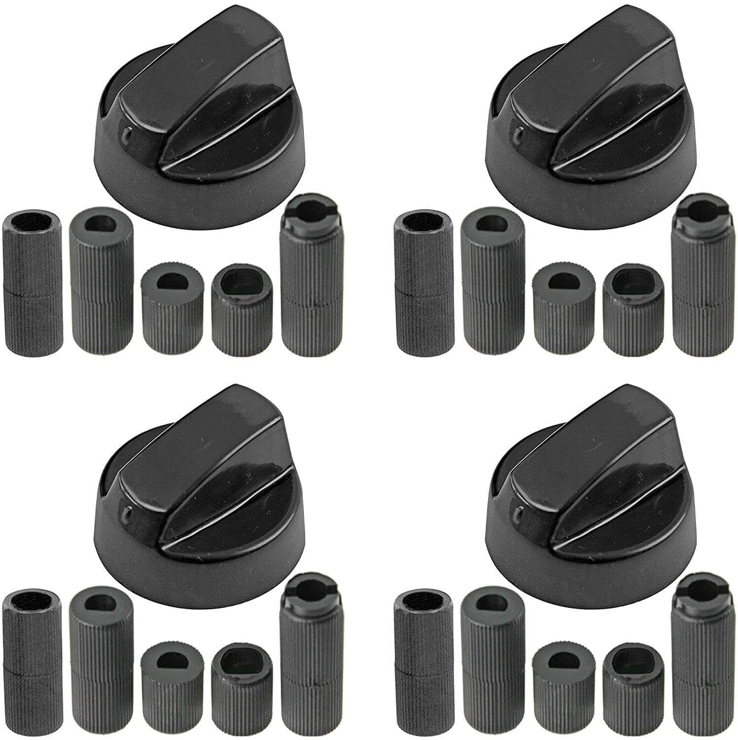 Universal Black Control Switch Knobs for All Brands of Oven, Hob and Hob (Pack of 4)