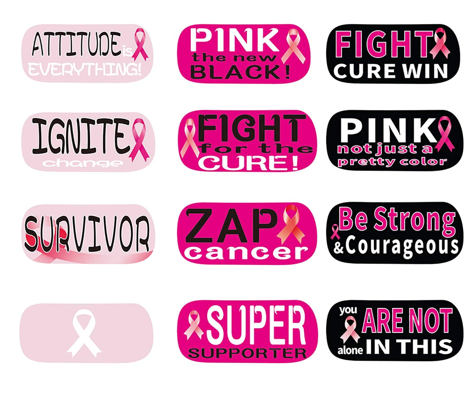 Pink Ribbon Face Tattoos - Breast Cancer Awareness Fundraiser School Prize Favors Supplies Decorations 144Ct