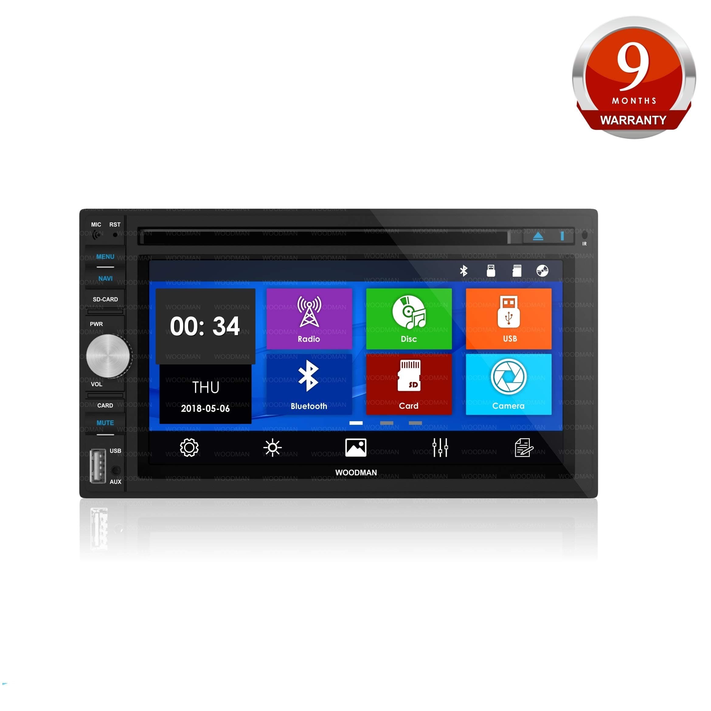 Woodman WM-8080 Double Din Car Stereo (Black)