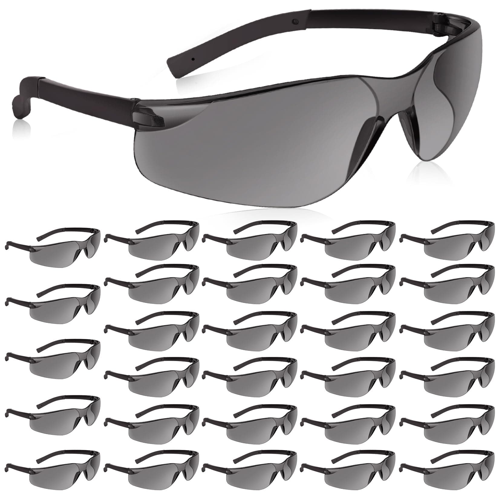 30 Pack Tinted Safety Glasses with ANSI Z87.1 Scratch Resistant Scratch Resistant Eyewear for Women Man Lab Goggles Eye Protection