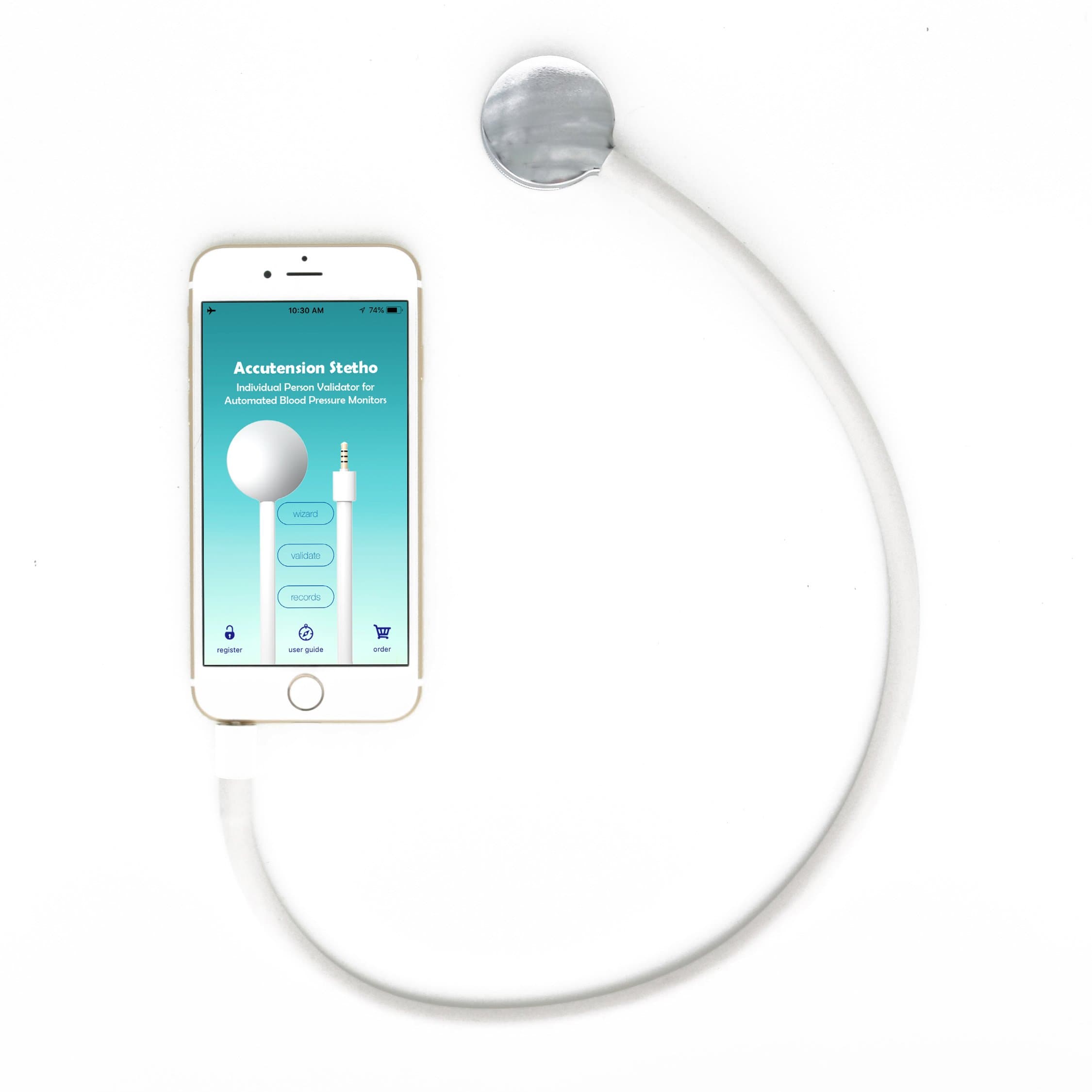 [Only iPhone] Accutension Stetho - Calibrator for Blood Pressure Monitors - work with Omron M2, M3, M6, M7 and Elite series UPPER arm blood pressure monitors - Hearing is believing!