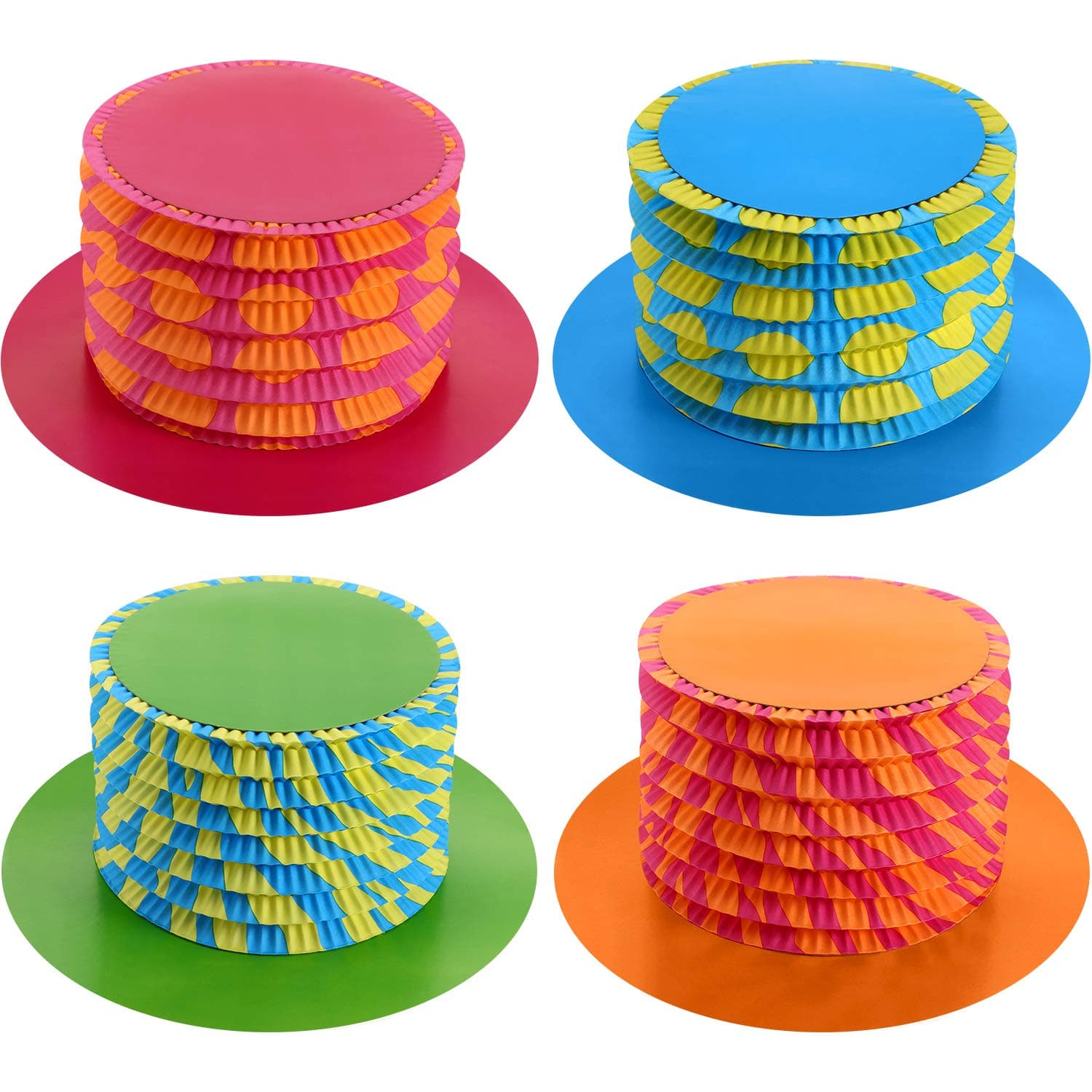 8 Pcs 11.6 Inch Mad Hatter Tea Party Hats Decorations Cardboard Paper Fold Top Hats for Costume Accessory Party Supplies