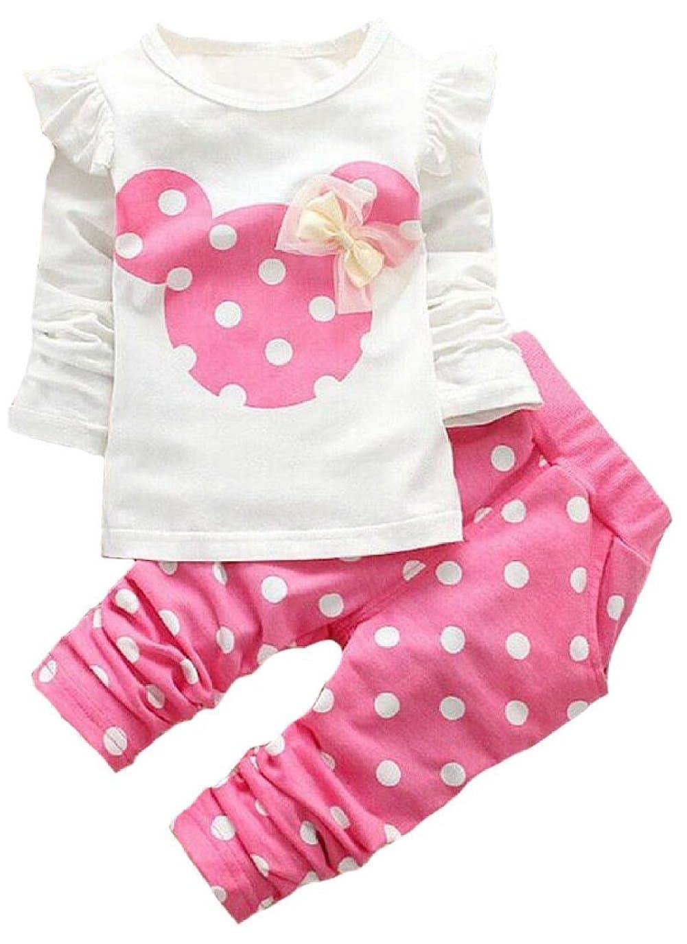 Urtrend Baby Girls' Toddler Outfits Kids Clothes Spring Long Sleeve Shirt Top Pants Set