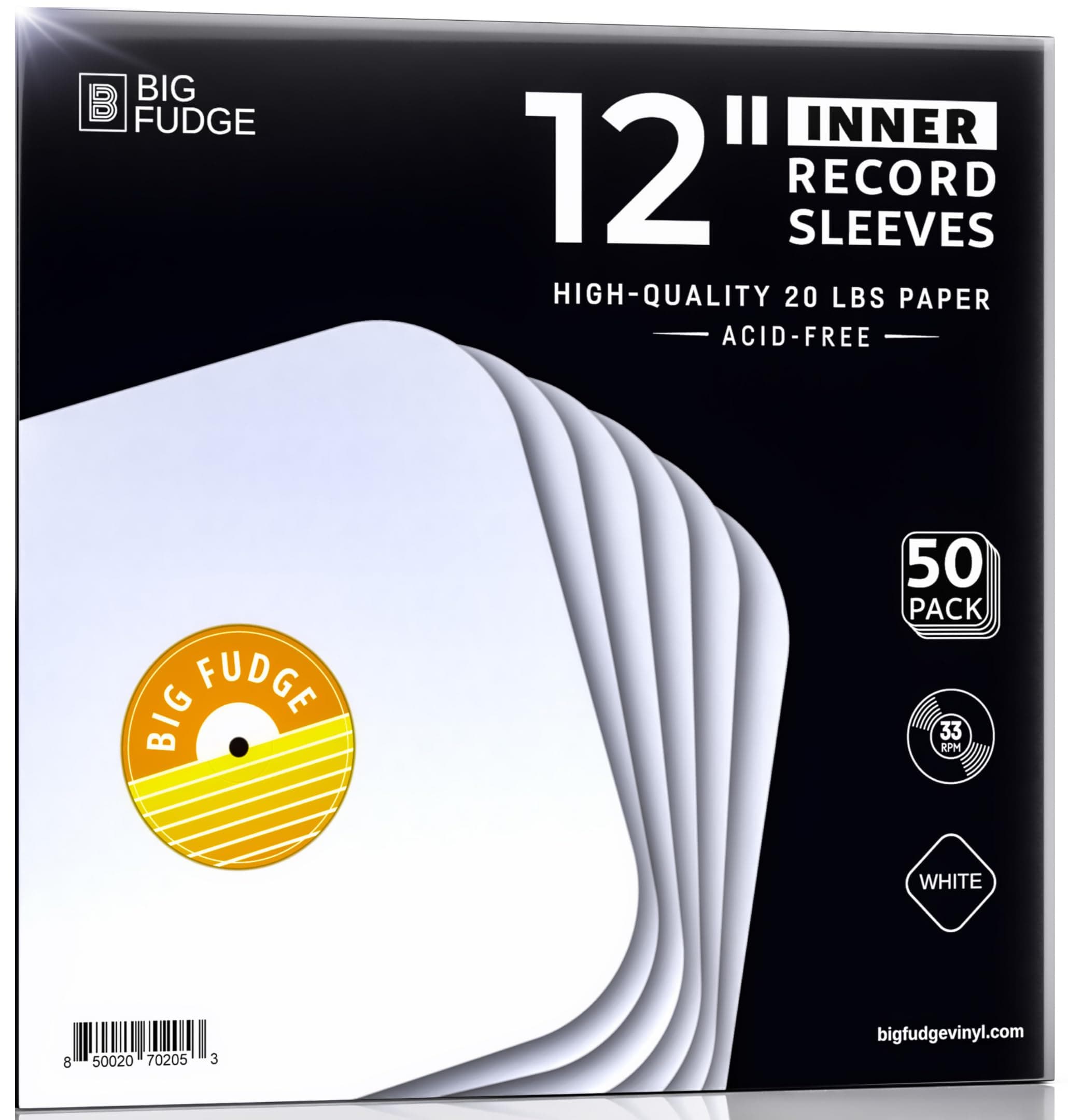 Big Fudge 50X Vinyl Record Inner Sleeves 12" Lp Heavyweight Acid Free Paper Round Corners Insert The Best Protection For Your Collection 12 inch 50x pack