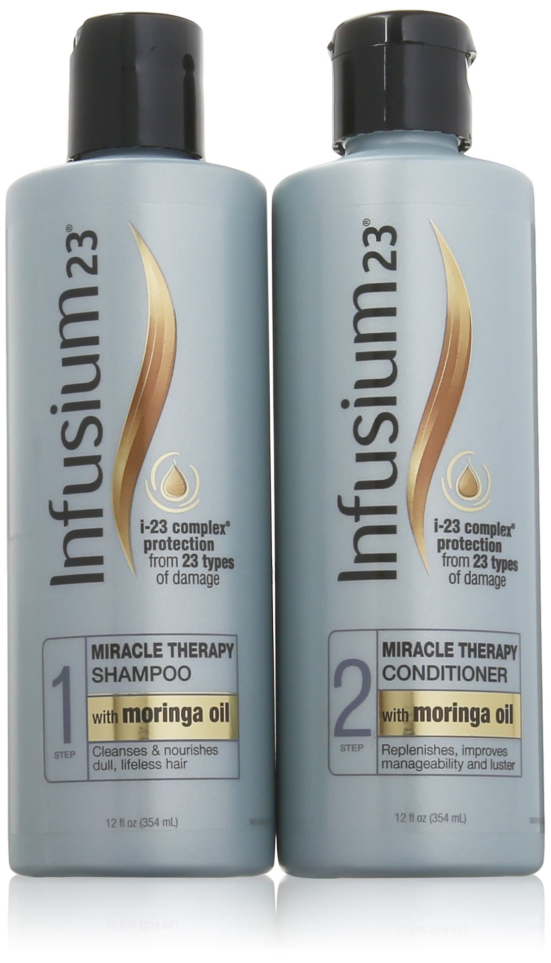 Infusium 23 Miracle Therapy Shampoo and Conditioner Set (Step 1 and Step 2) - i-23 Complex Protection From 23 Types of Damage - Net Wt. 12 FL OZ