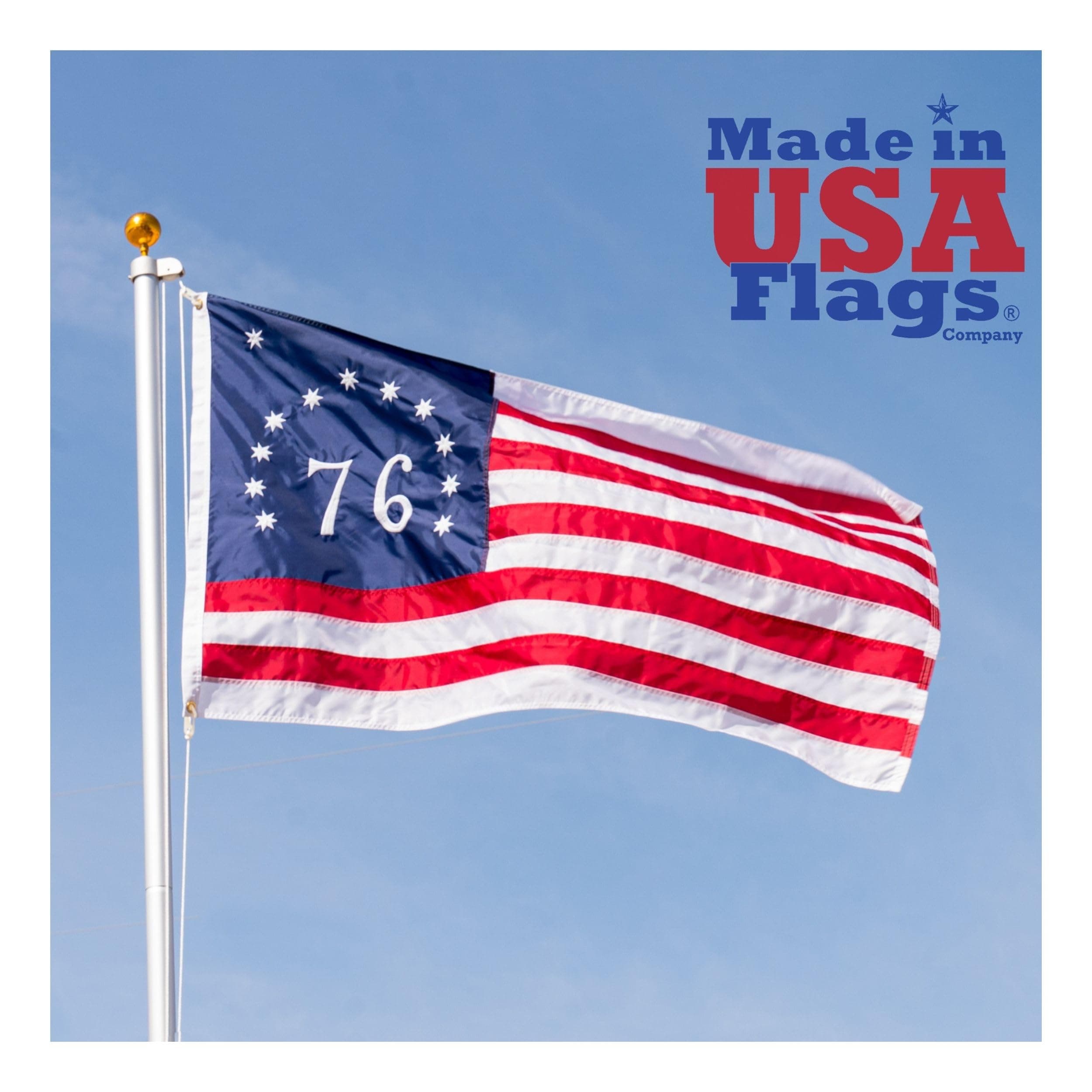 Made in USA Flags Co - 3x5 Bennington 1776 Flag Made in USA - All Weather SolarMax Nylon 1766 American Flag with Sewn Stripes & Embroidered Stars - FMAA Certified, US Made