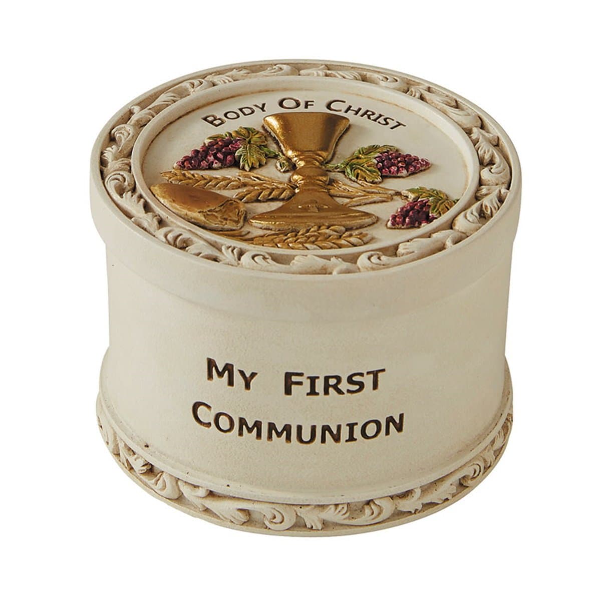 Catholic Rosary Box My First Communion Body of Christ Resin 2 5/8 Inch