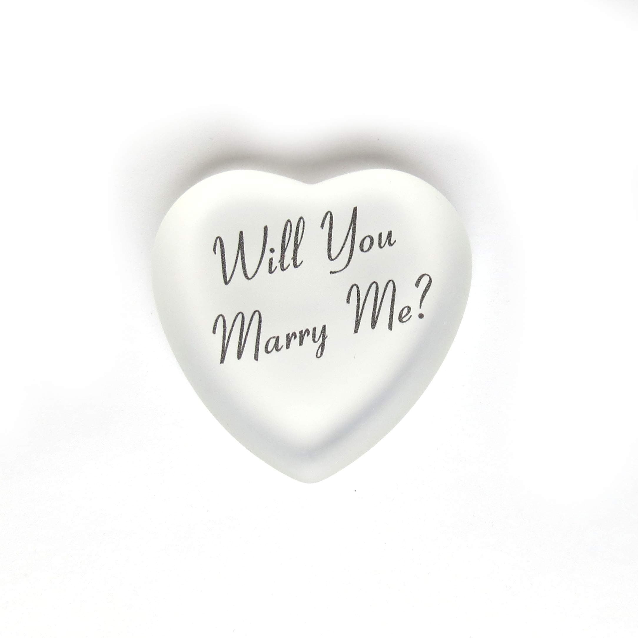 Lifeforce Glass Will You Marry Me? Glass Heart with Pouch, A Romantic Way to Pop the Question to your Beloved (white)