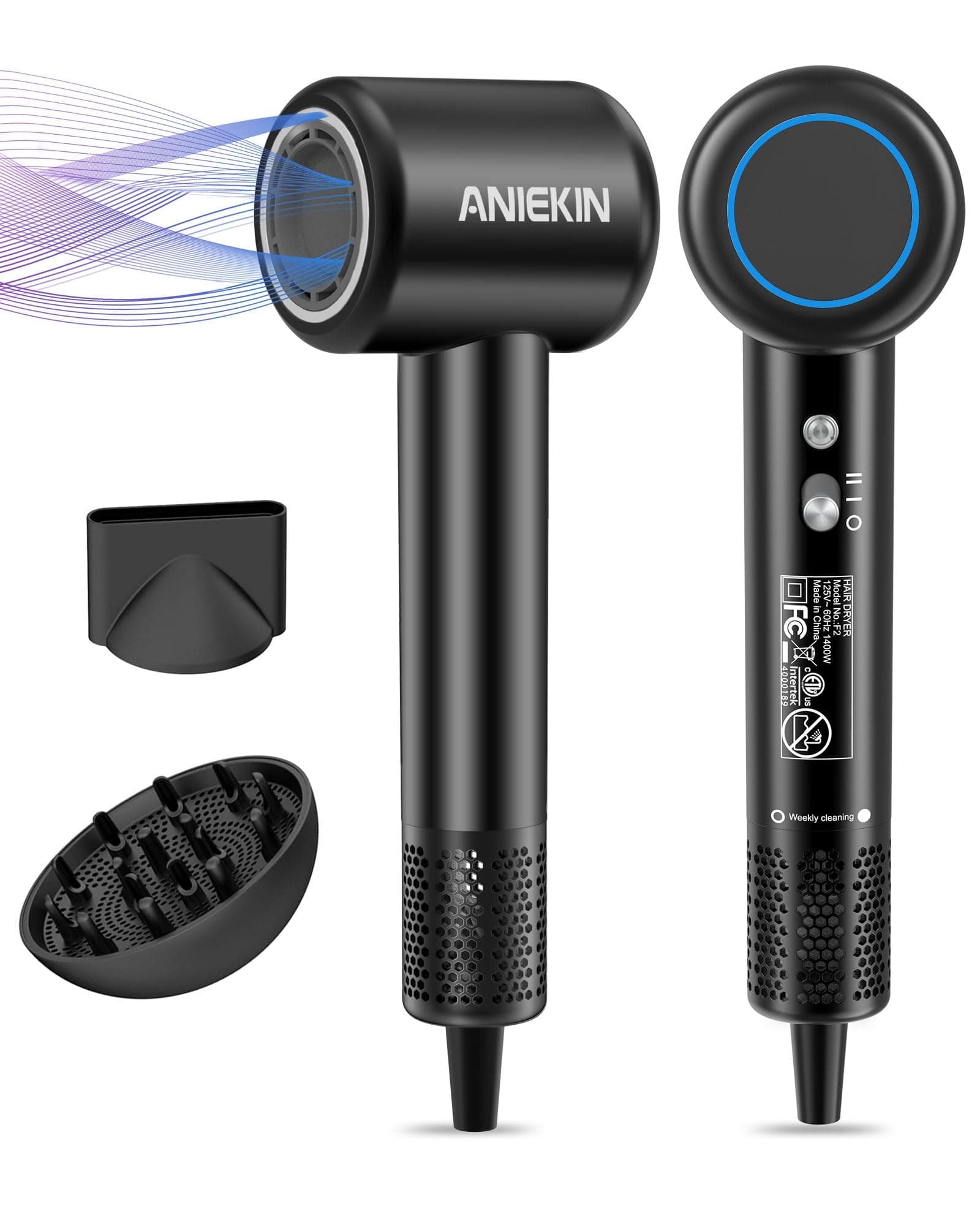 - Hair Dryer, High-Speed Ionic Low Noise Blow Dryer with Brushless Motor for Fast Drying, Thermo-Control Quiet Compact Hair Blow Dryer with Magnetic Diffuser for Curly Hair for Home Travel Salon