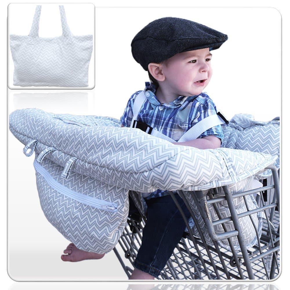 Deluxe Baby Shopping Cart Cover/High Chair Cover by Toogli - Gray and White Chevron. Infant Grocery Cart Seat Cover for Boys or Girls. Cushy Comfort Padding. Lifetime Guarantee.